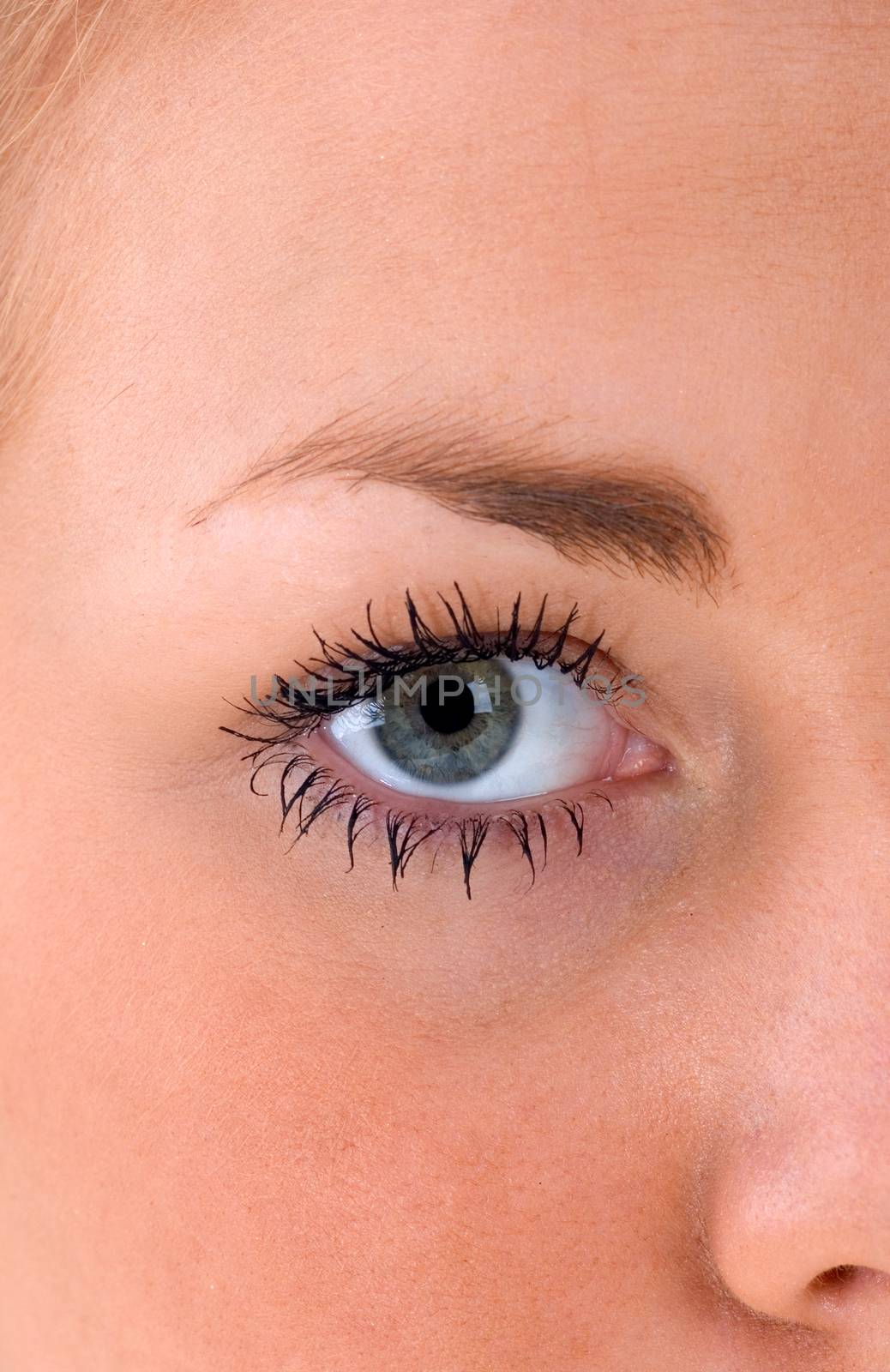 A close up of a beautiful female eye