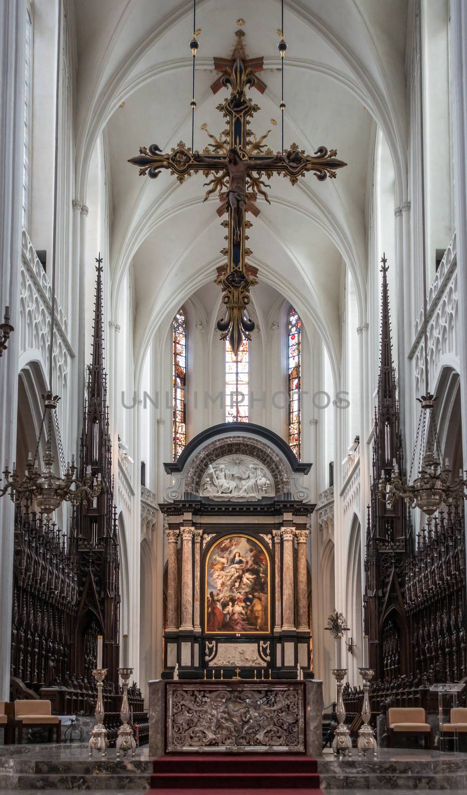 The Assumption of the Virgin Mary and chancel, Antwerp Belgium. by Claudine