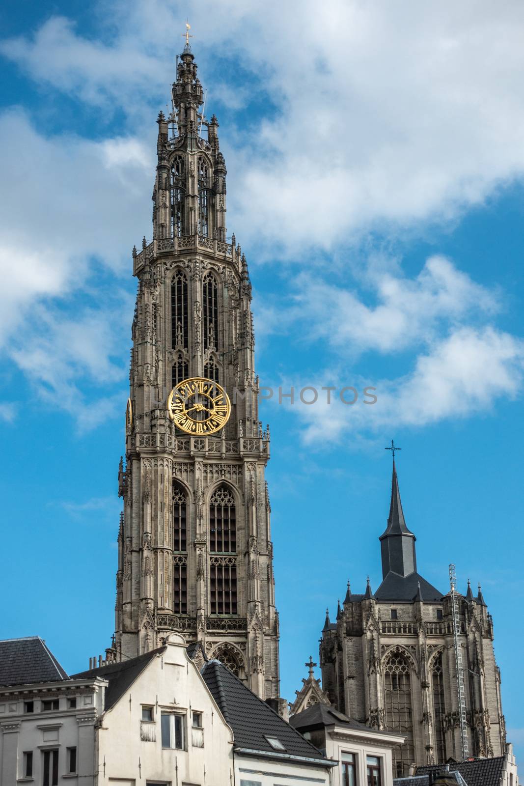 Cathedral of Our Lady towers, Antwerp Belgium. by Claudine