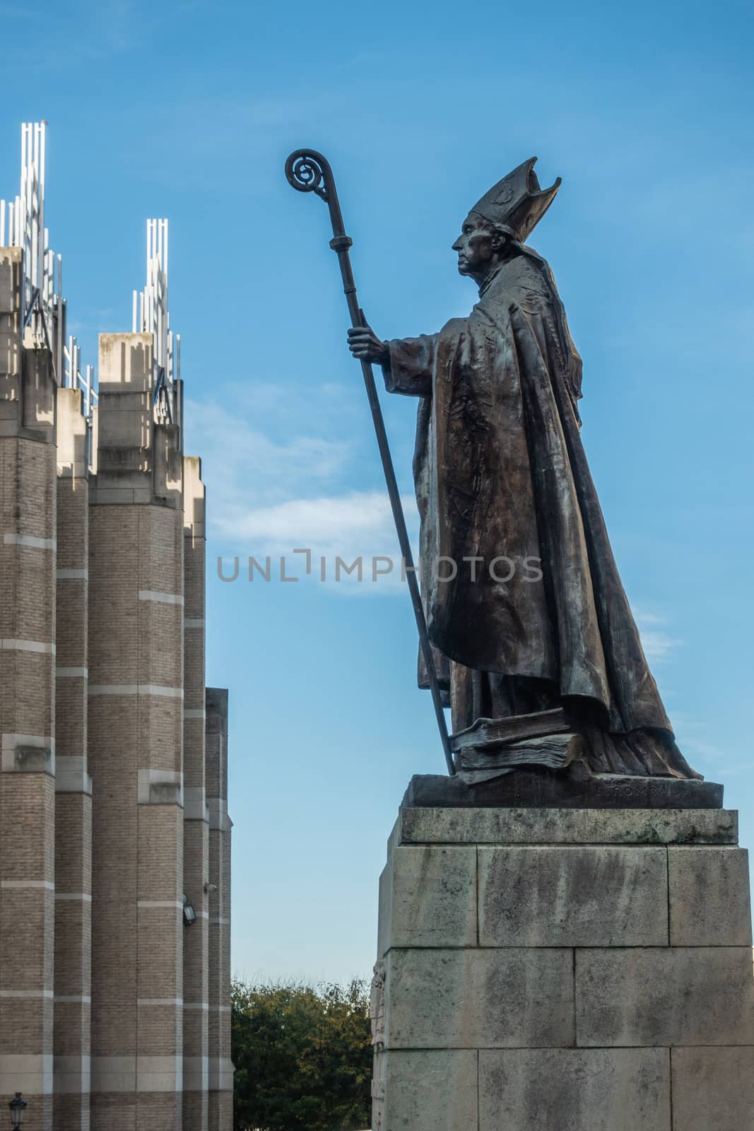 Statue of Cardinal Mercier in Brussels, Belgium. by Claudine