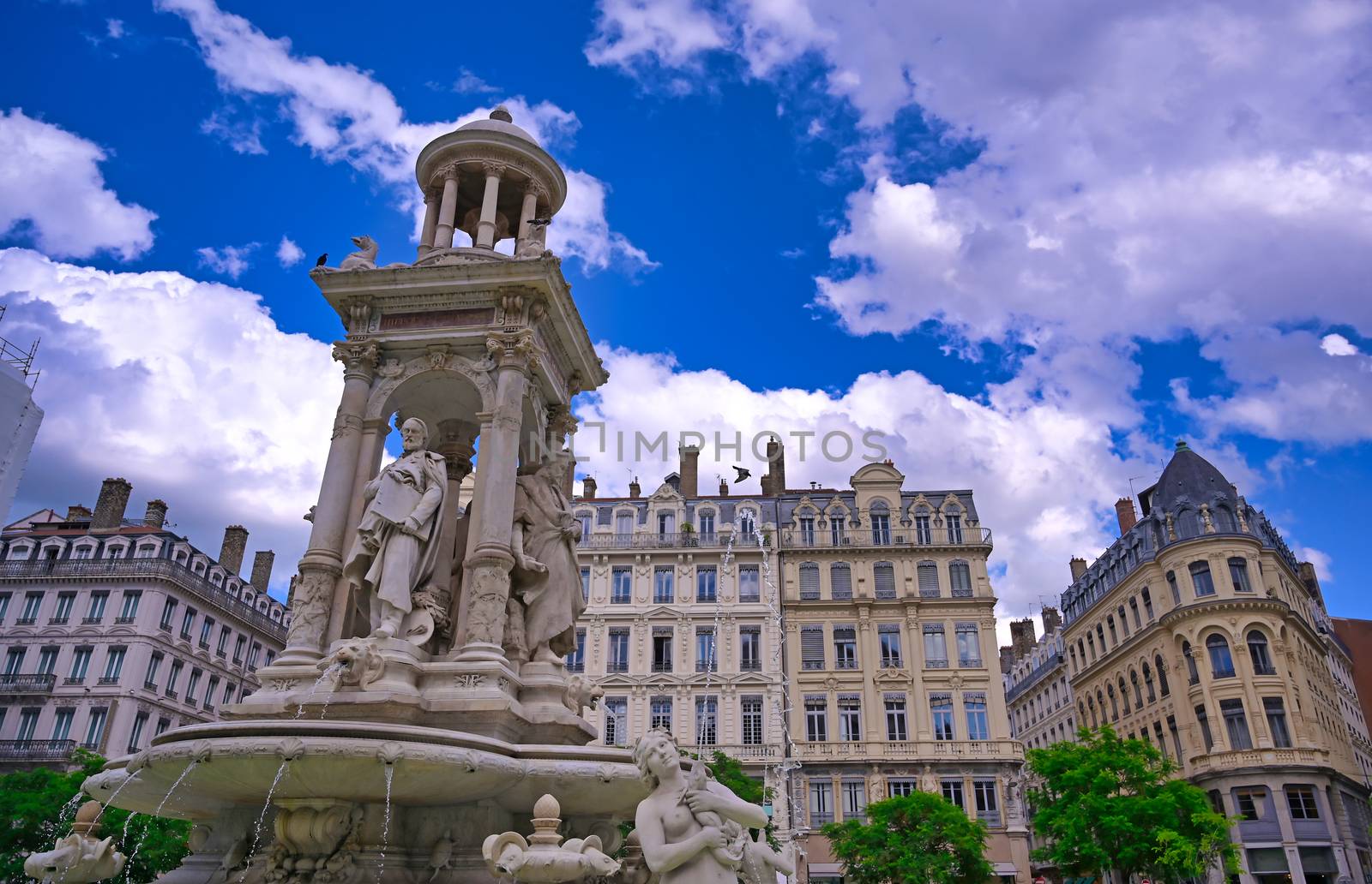 The fountain on Place des Jacobins in Lyon, France by jbyard22