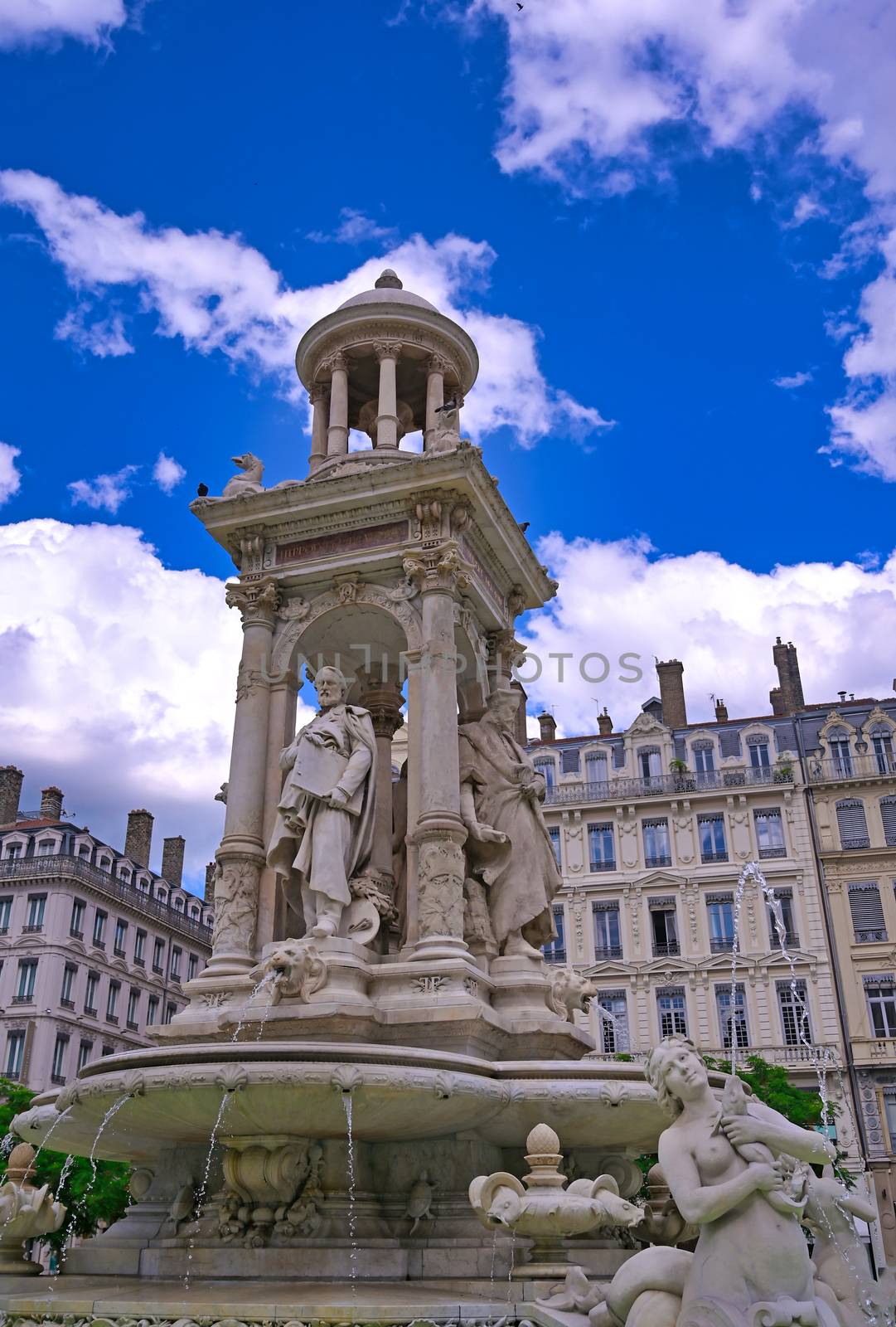 The fountain on Place des Jacobins in the heart of Lyon, France.