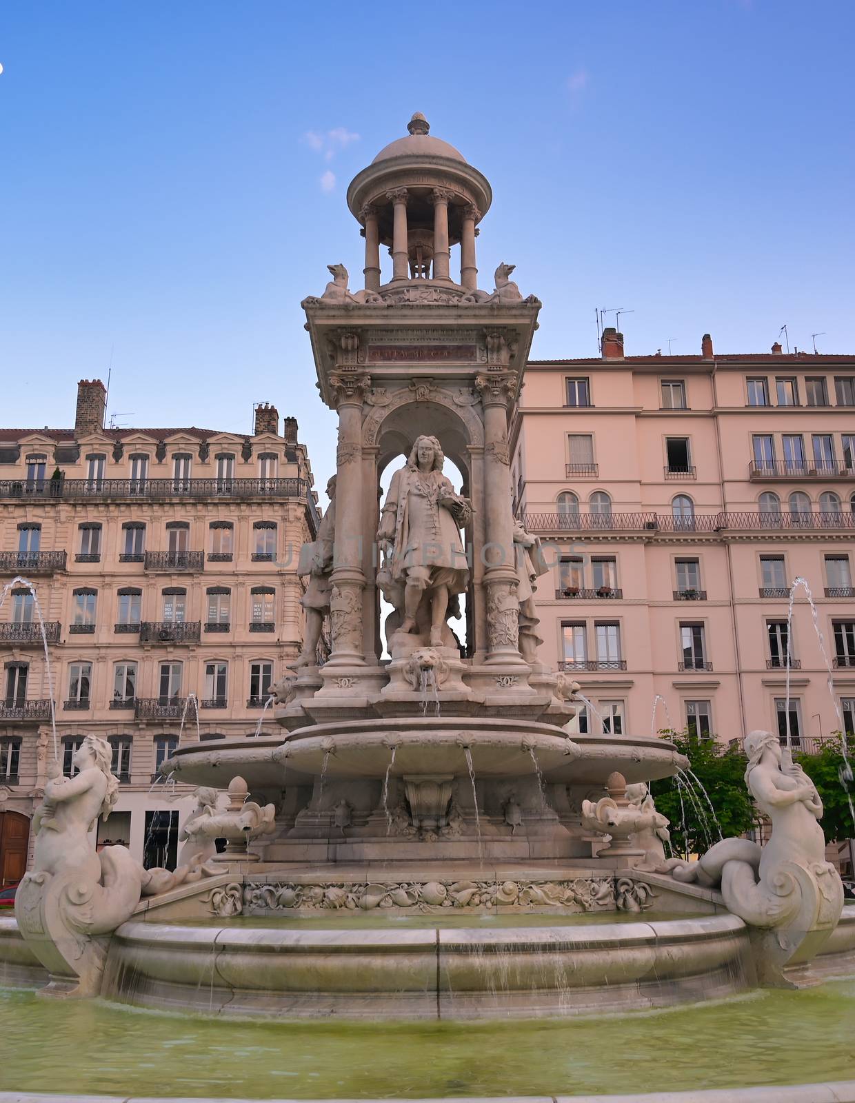 The fountain on Place des Jacobins in the heart of Lyon, France.