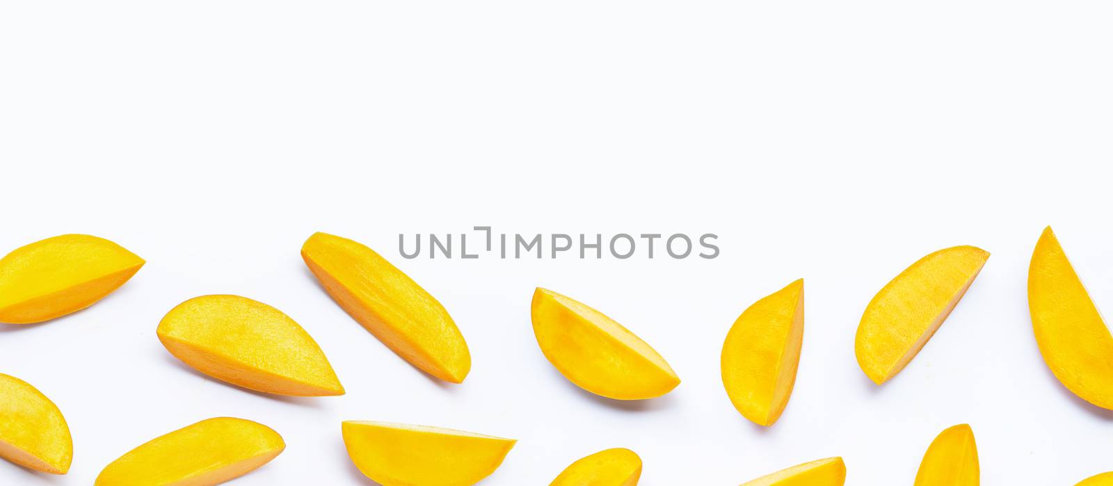 Tropical fruit, Mango  on white background. Top view