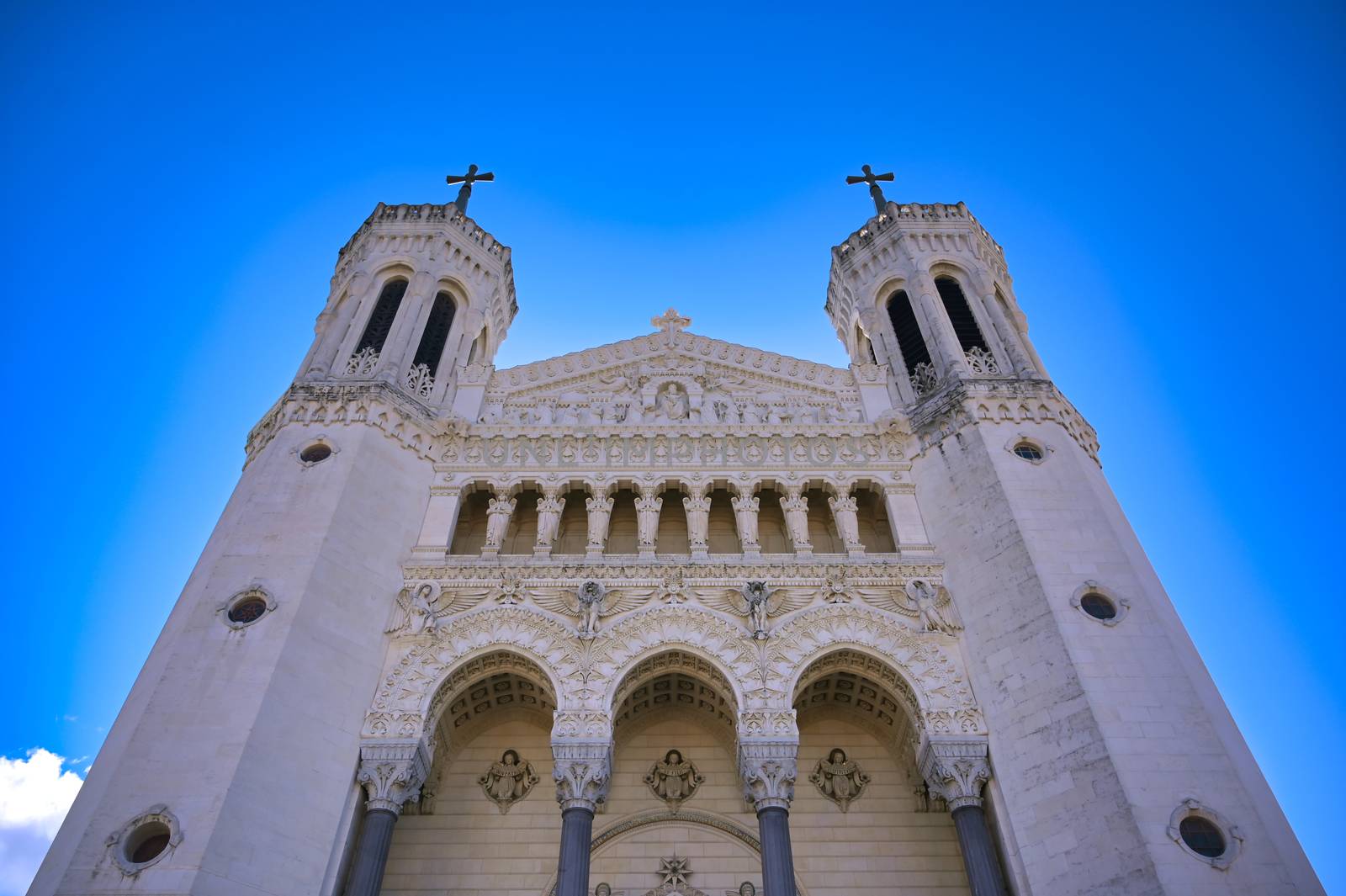 The Basilica of Notre Dame de Fourviere overlooking Lyon, France.