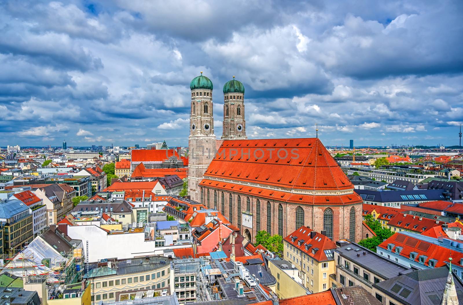 The Frauenkirche, or Cathedral of Our Dear Lady) located in Munich, Bavaria, Germany. 