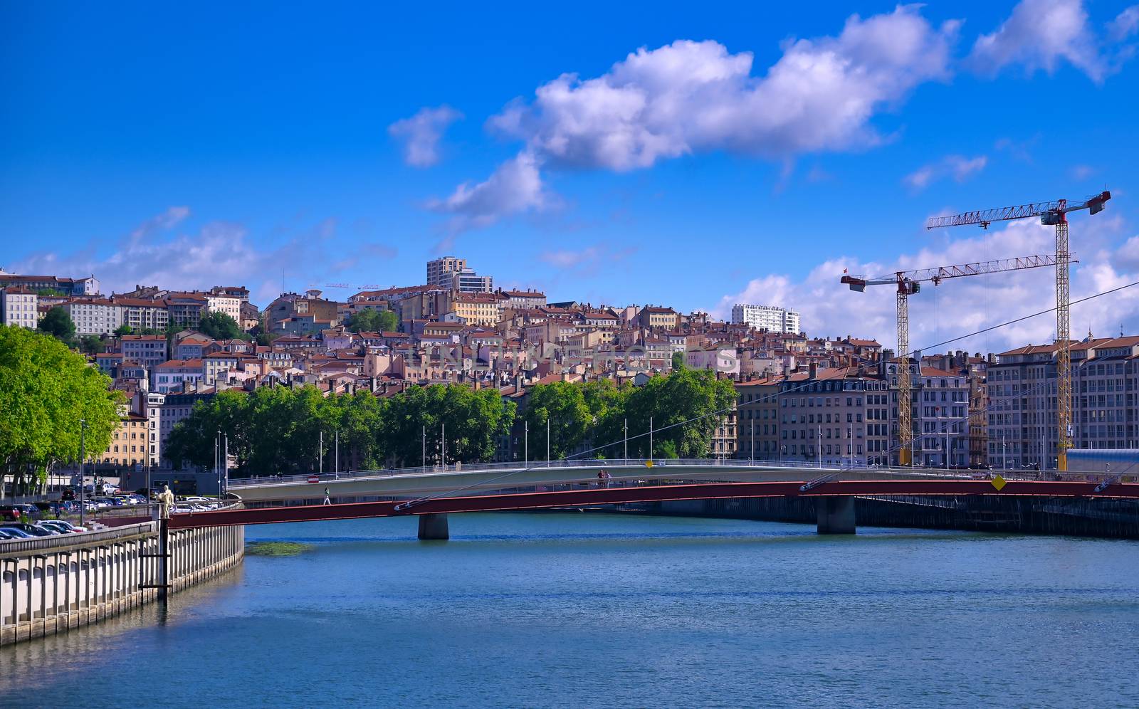 Lyon, France and the architecture along the Saone River.