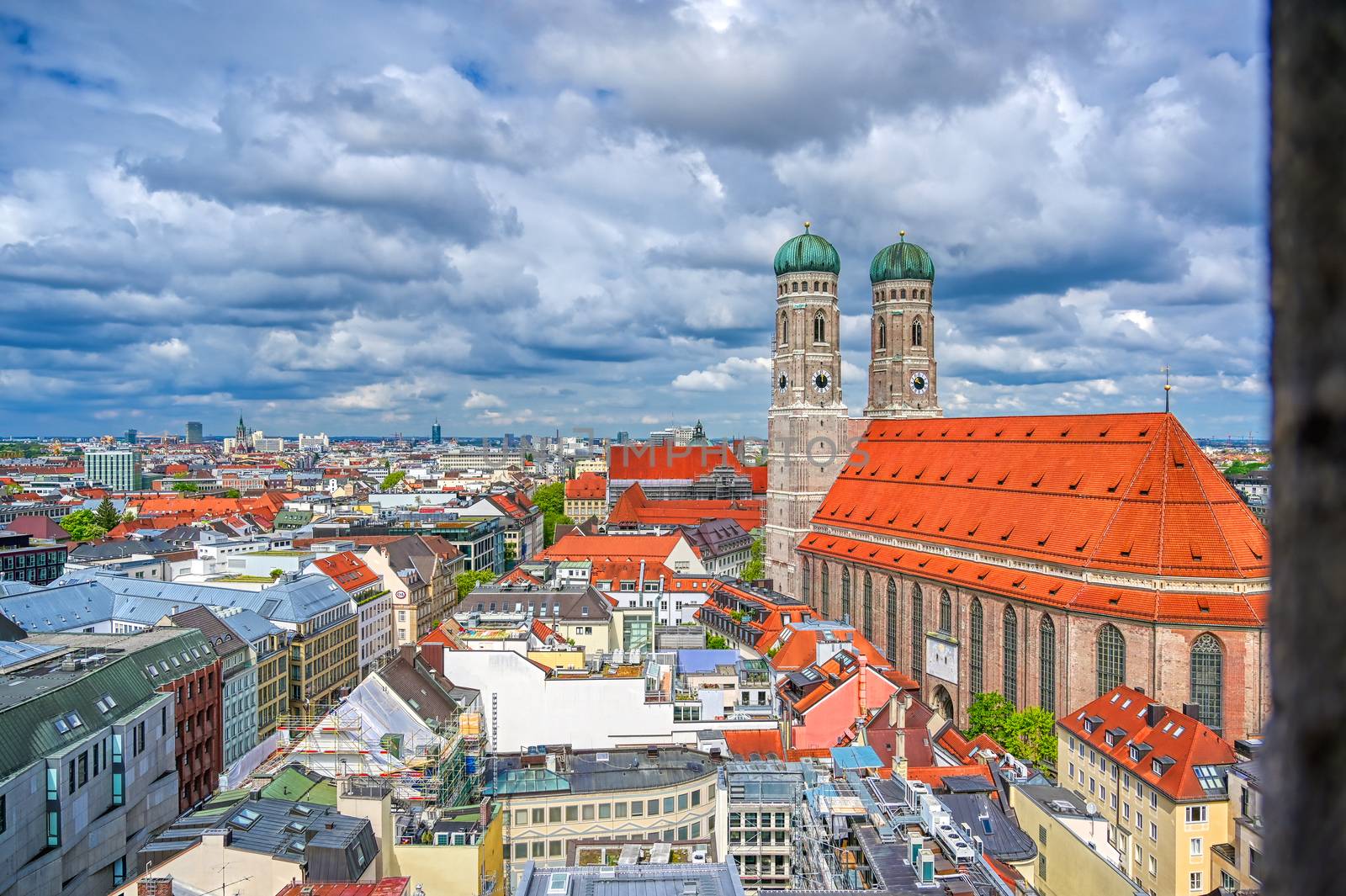 The Frauenkirche, or Cathedral of Our Dear Lady) located in Munich, Bavaria, Germany. 