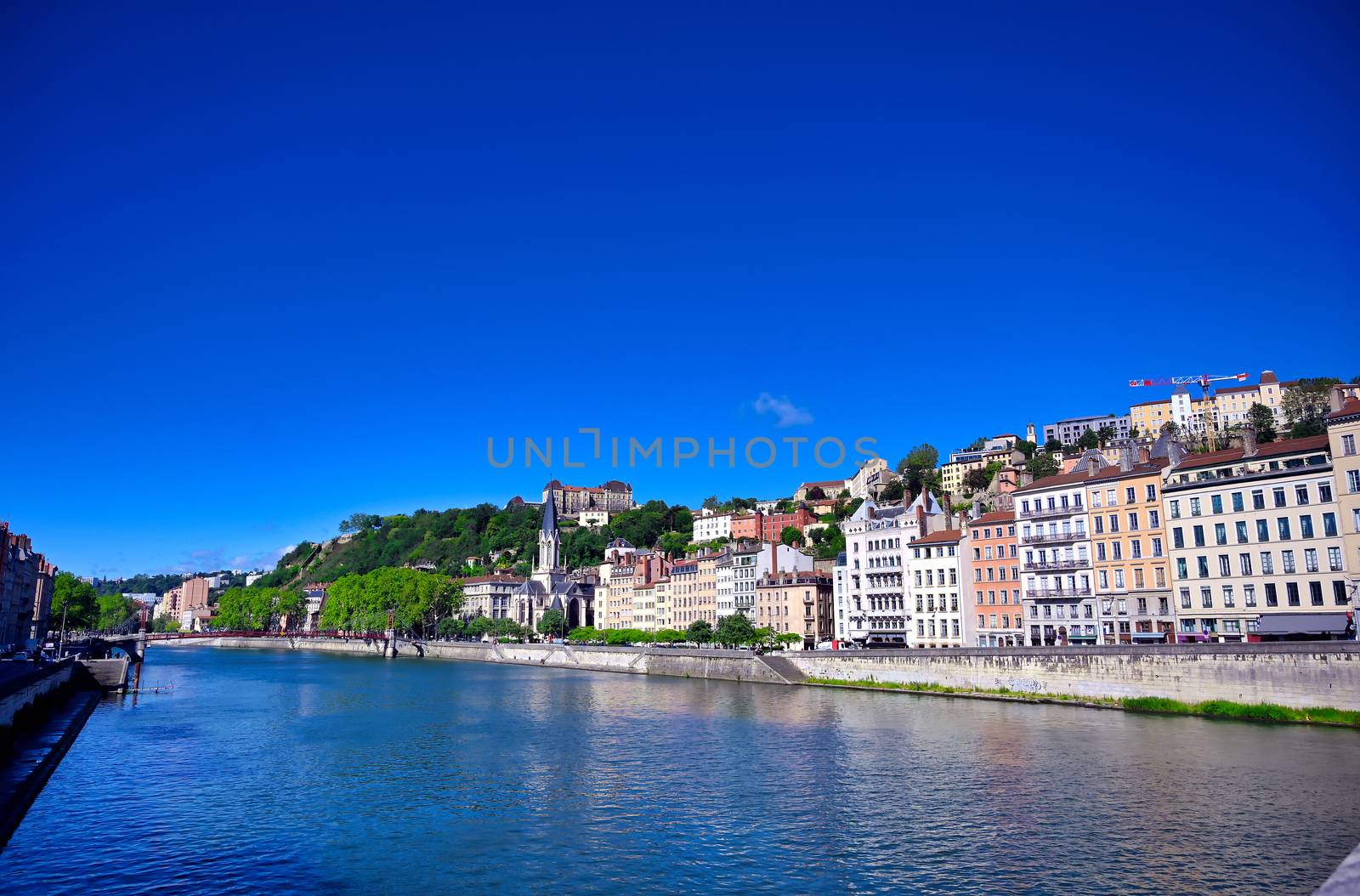 Lyon, France and the architecture along the Saone River.