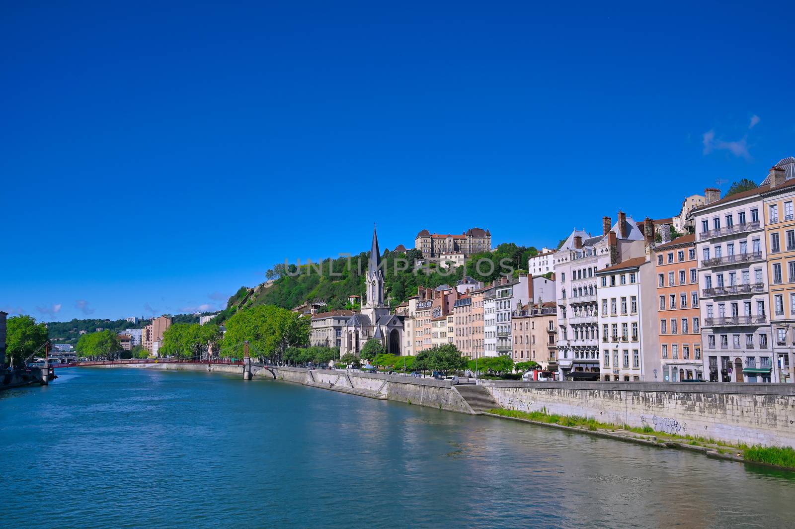 Lyon, France and the architecture along the Saone River.