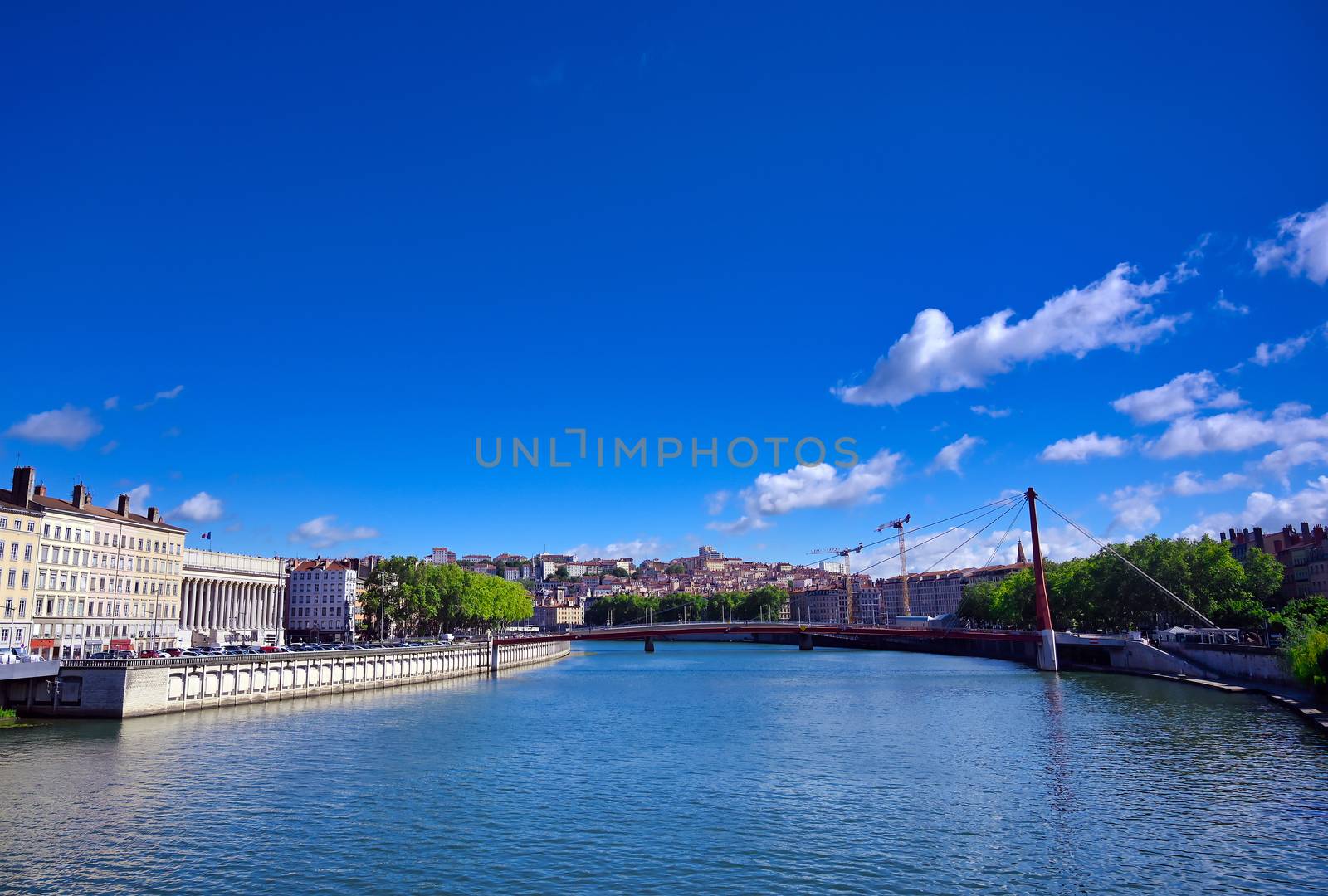 Lyon, France and the architecture along the Saone River.