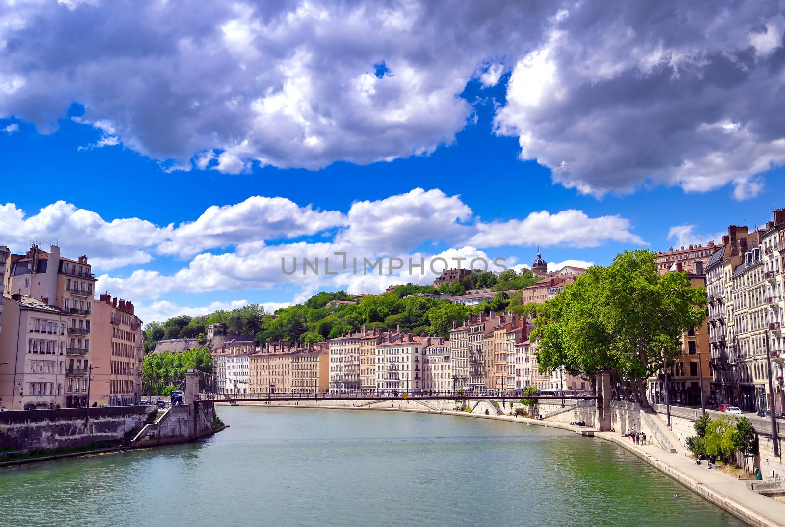 Lyon, France and the architecture along the Saone River.