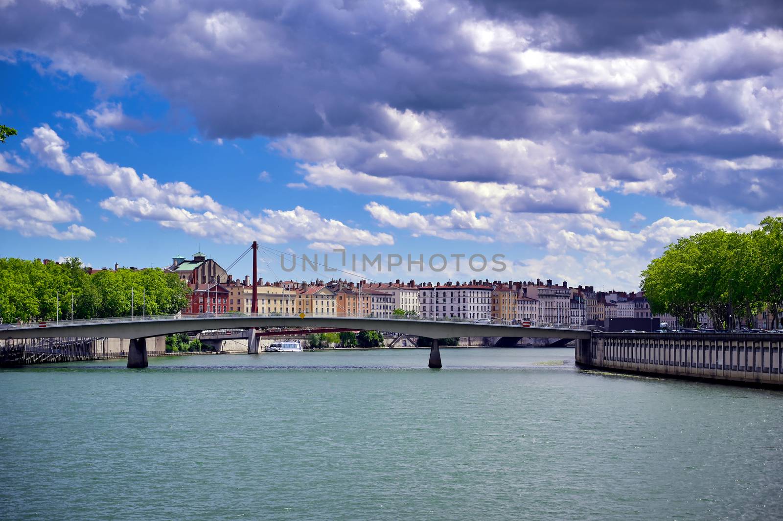 Lyon, France and the architecture along the Saone River.