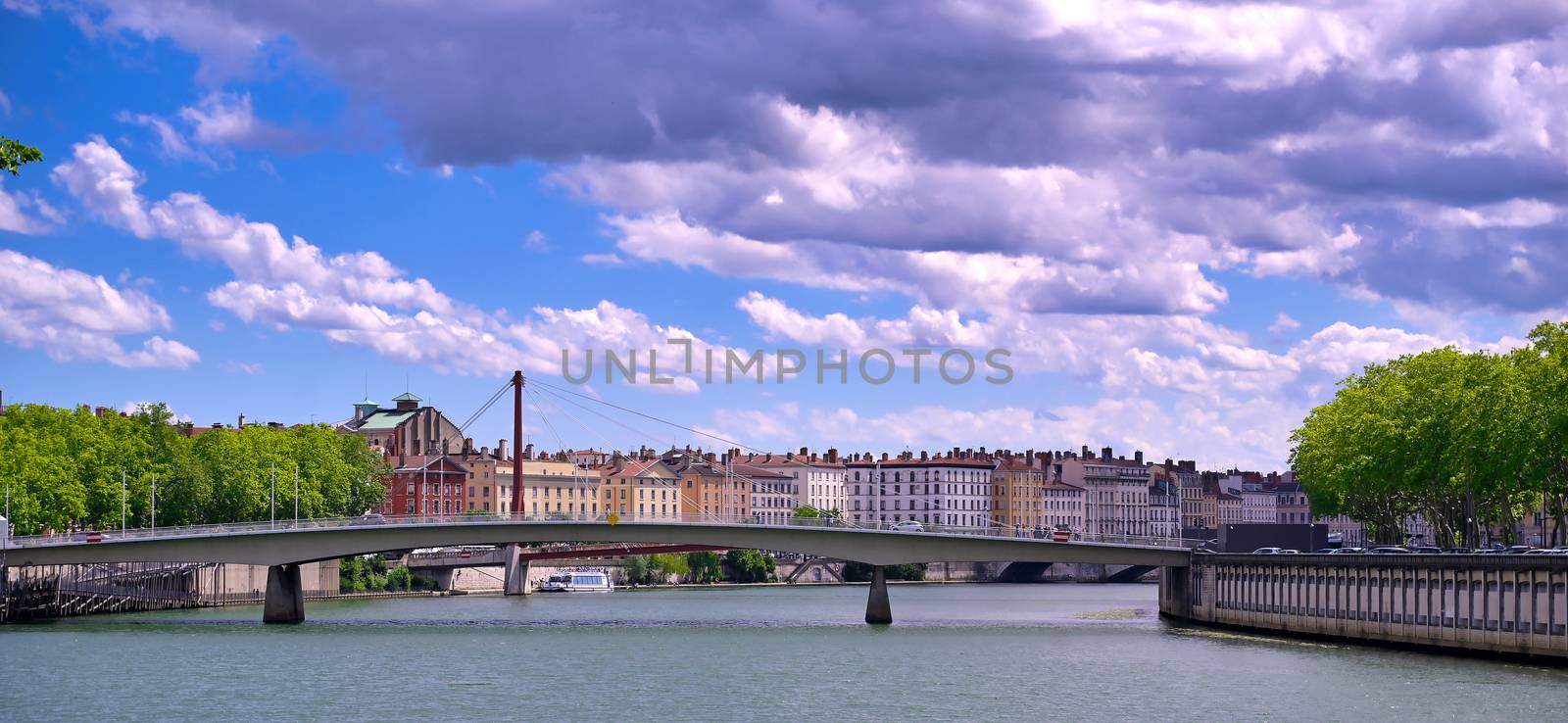 Lyon, France and the architecture along the Saone River.