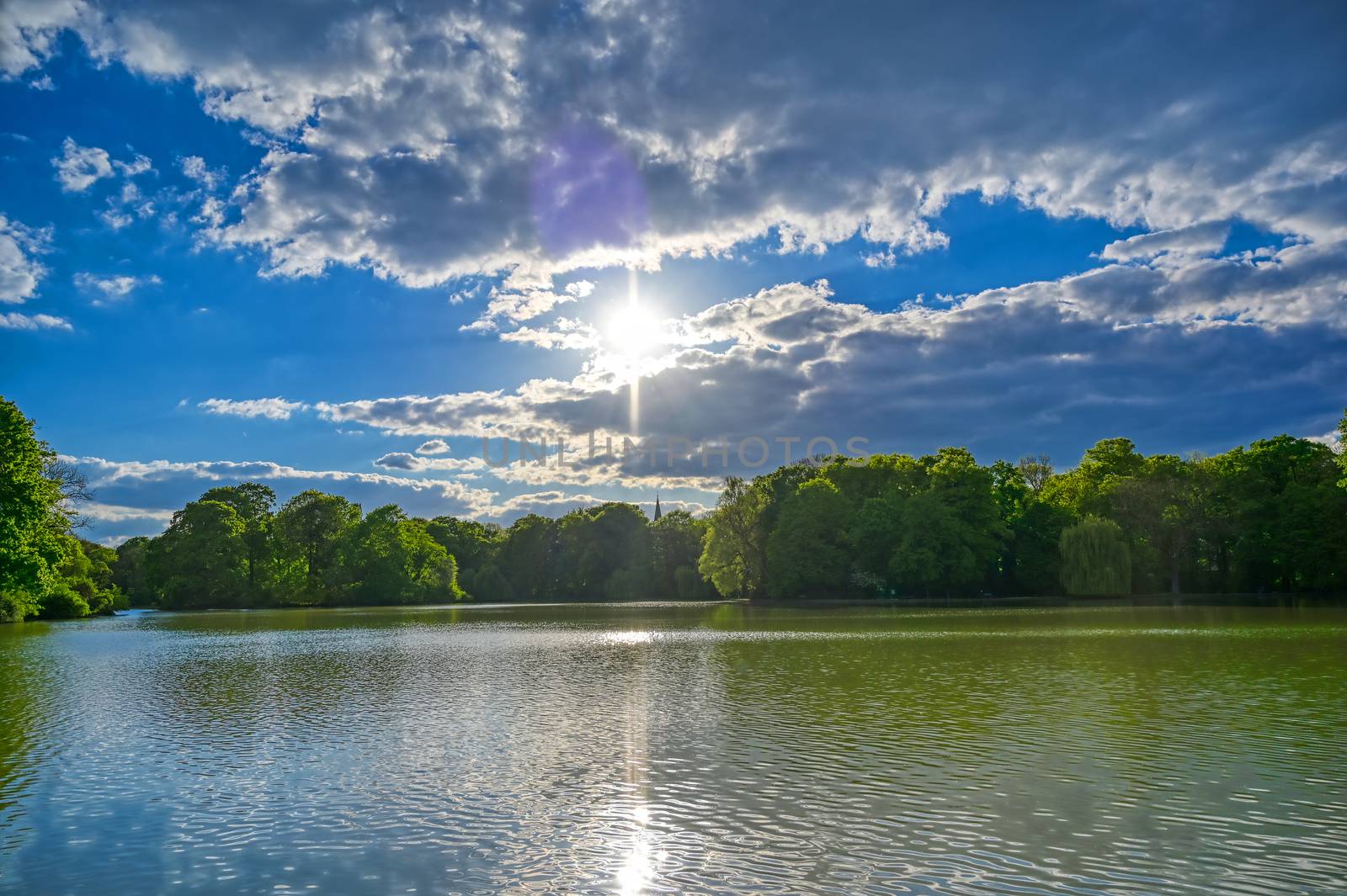 The Englischer Garten in Munich, Bavaria, Germany on a sunny day.