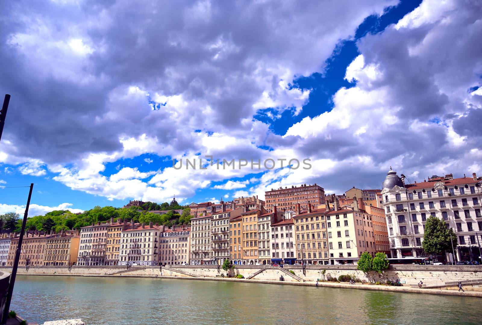 Lyon, France and the architecture along the Saone River.