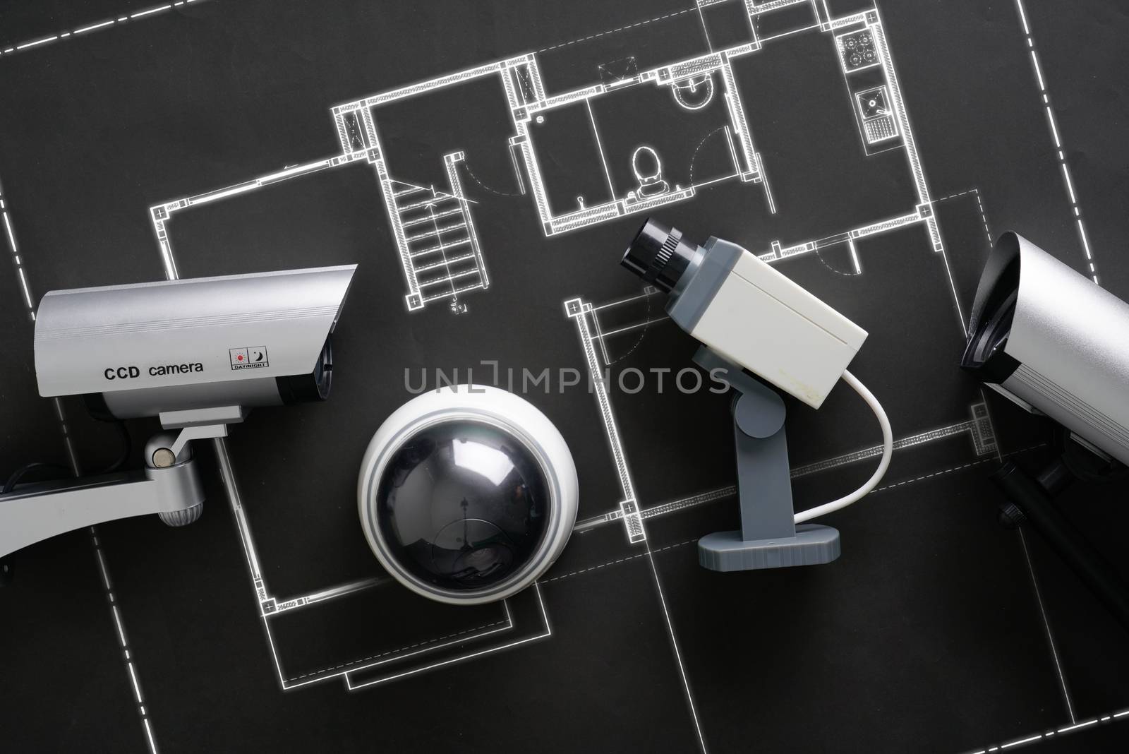 CCTV security online camera with house plan by Alicephoto