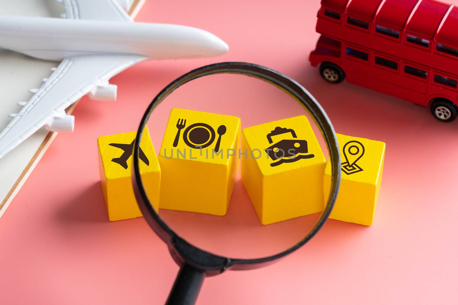 Travel & transport icon on colorful concept background by Alicephoto