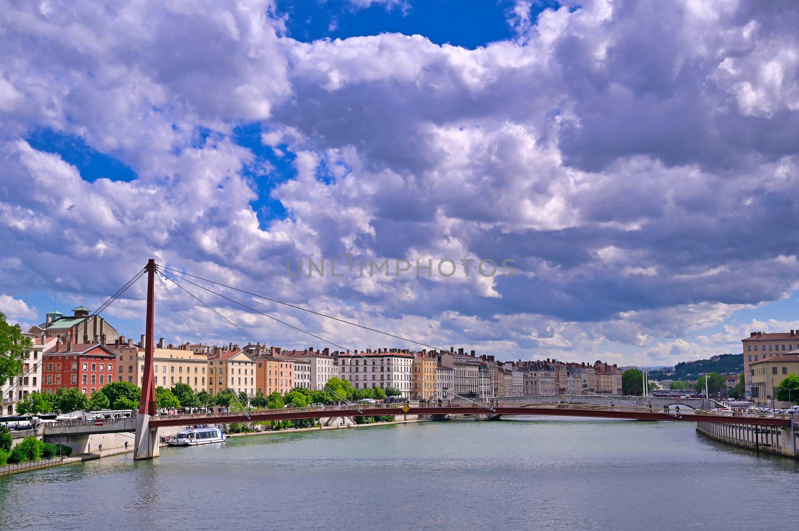 Lyon, France and the architecture along the Saone River.