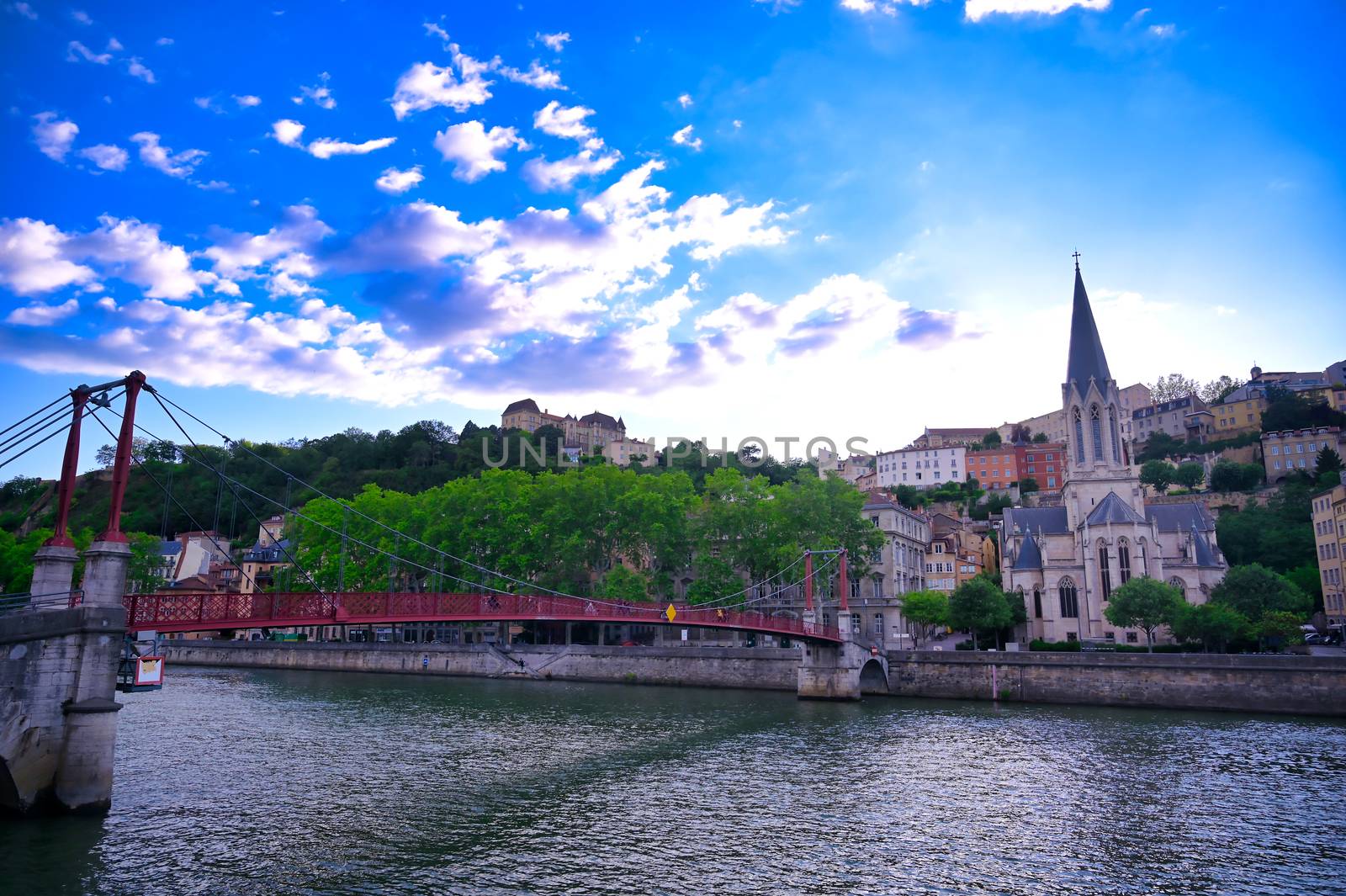 Lyon, France and the architecture along the Saone River.