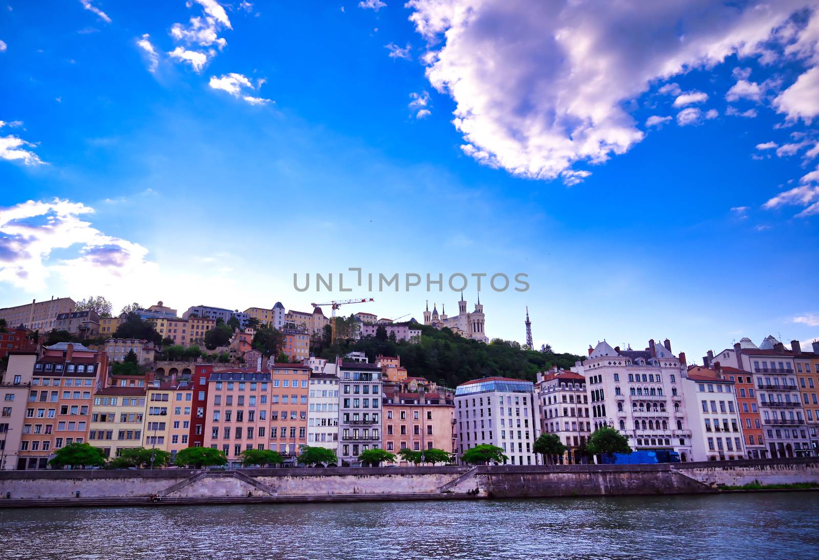 Lyon, France and the architecture along the Saone River.