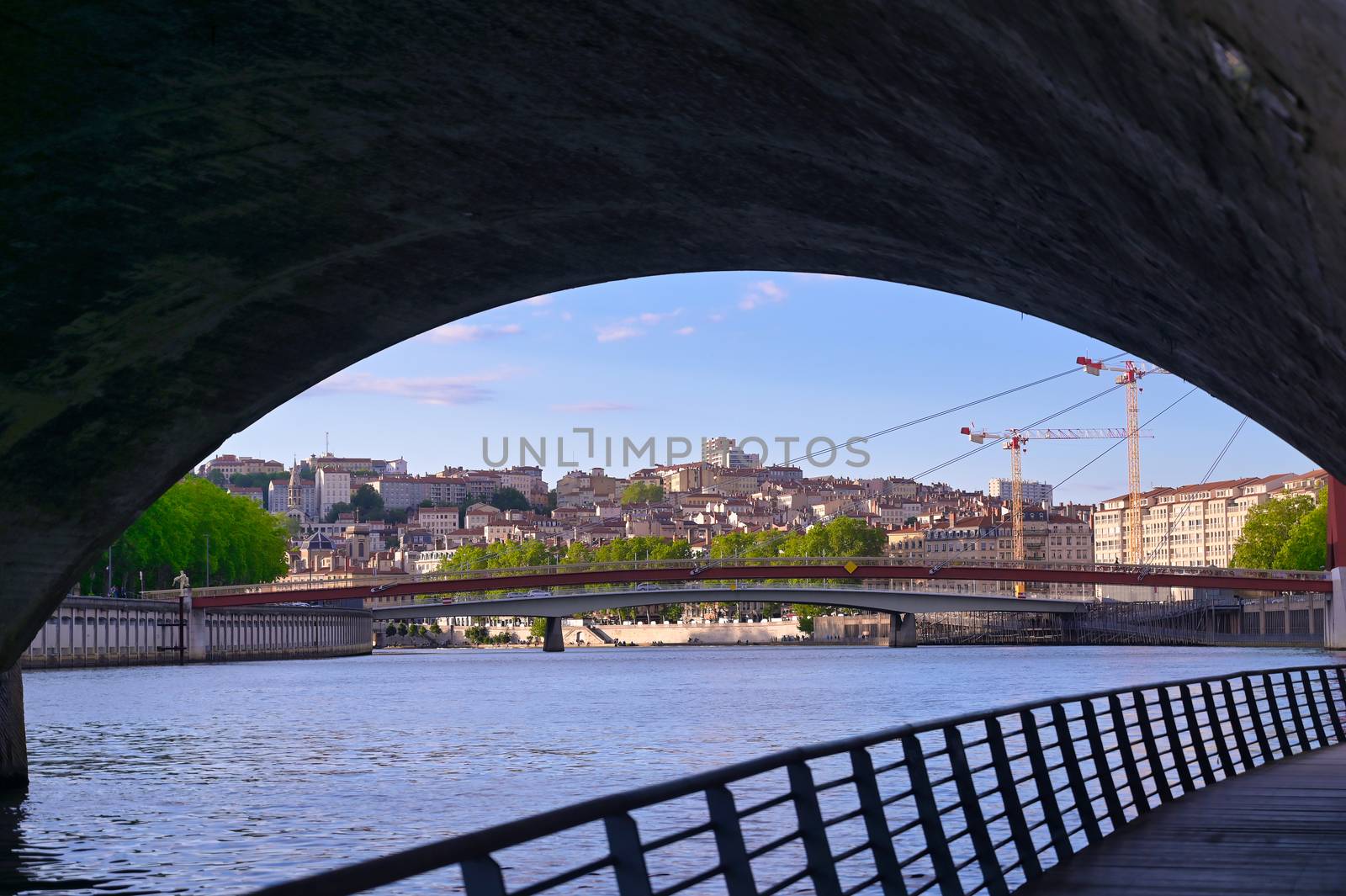 Lyon, France and the architecture along the Saone River.