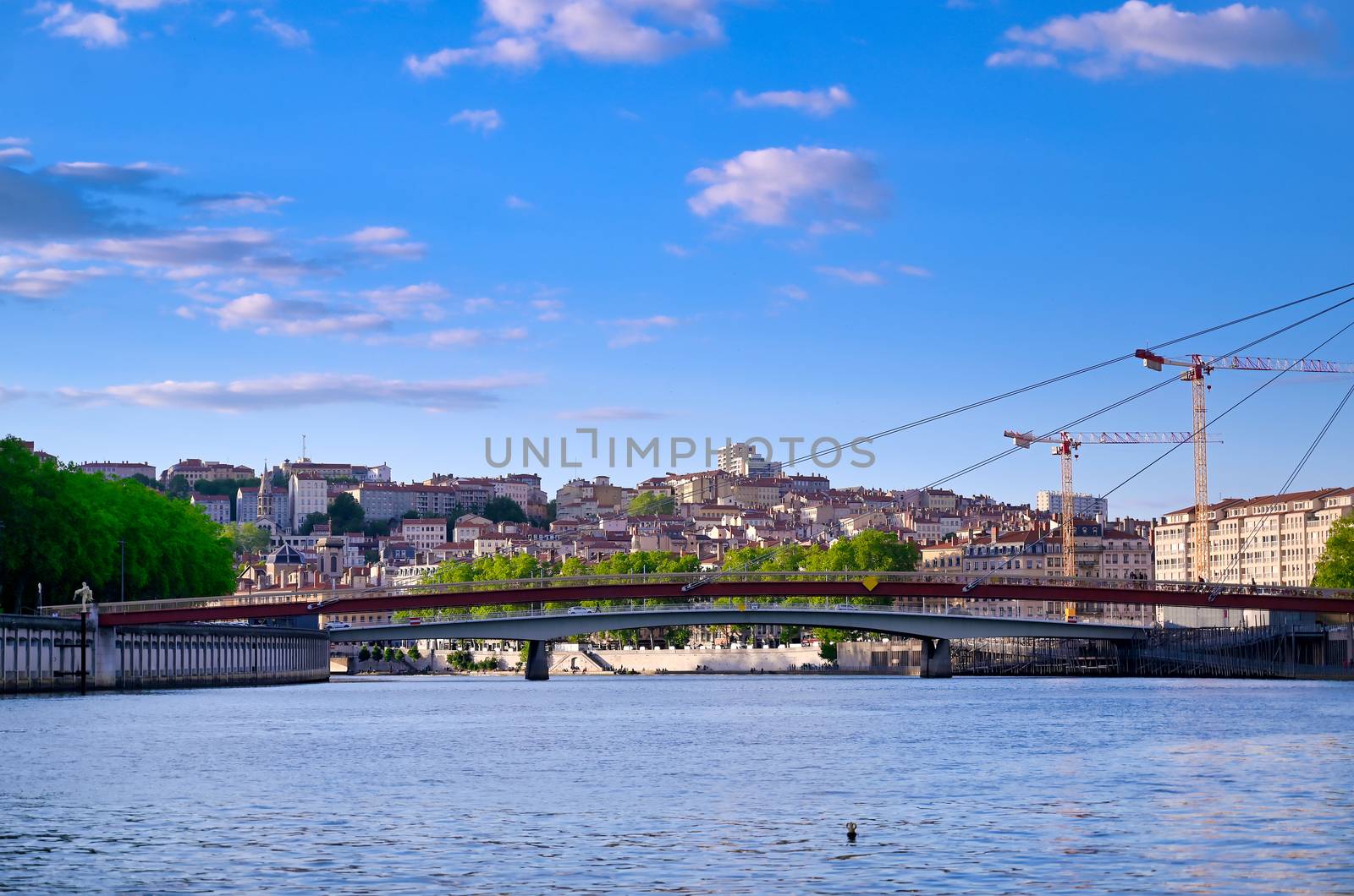 Lyon, France and the architecture along the Saone River.