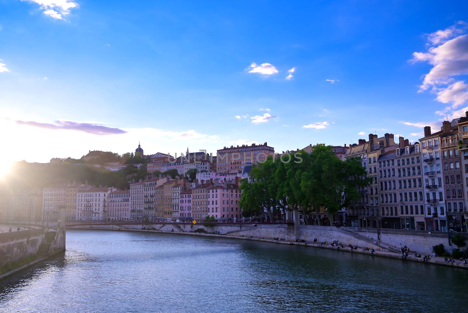 Lyon, France and the architecture along the Saone River.