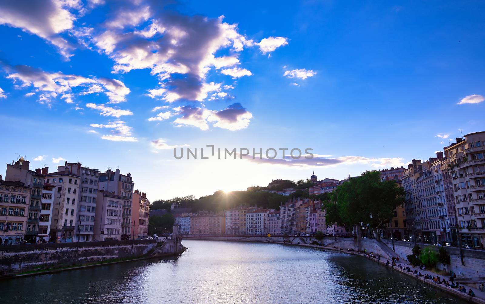 Lyon, France and the architecture along the Saone River.