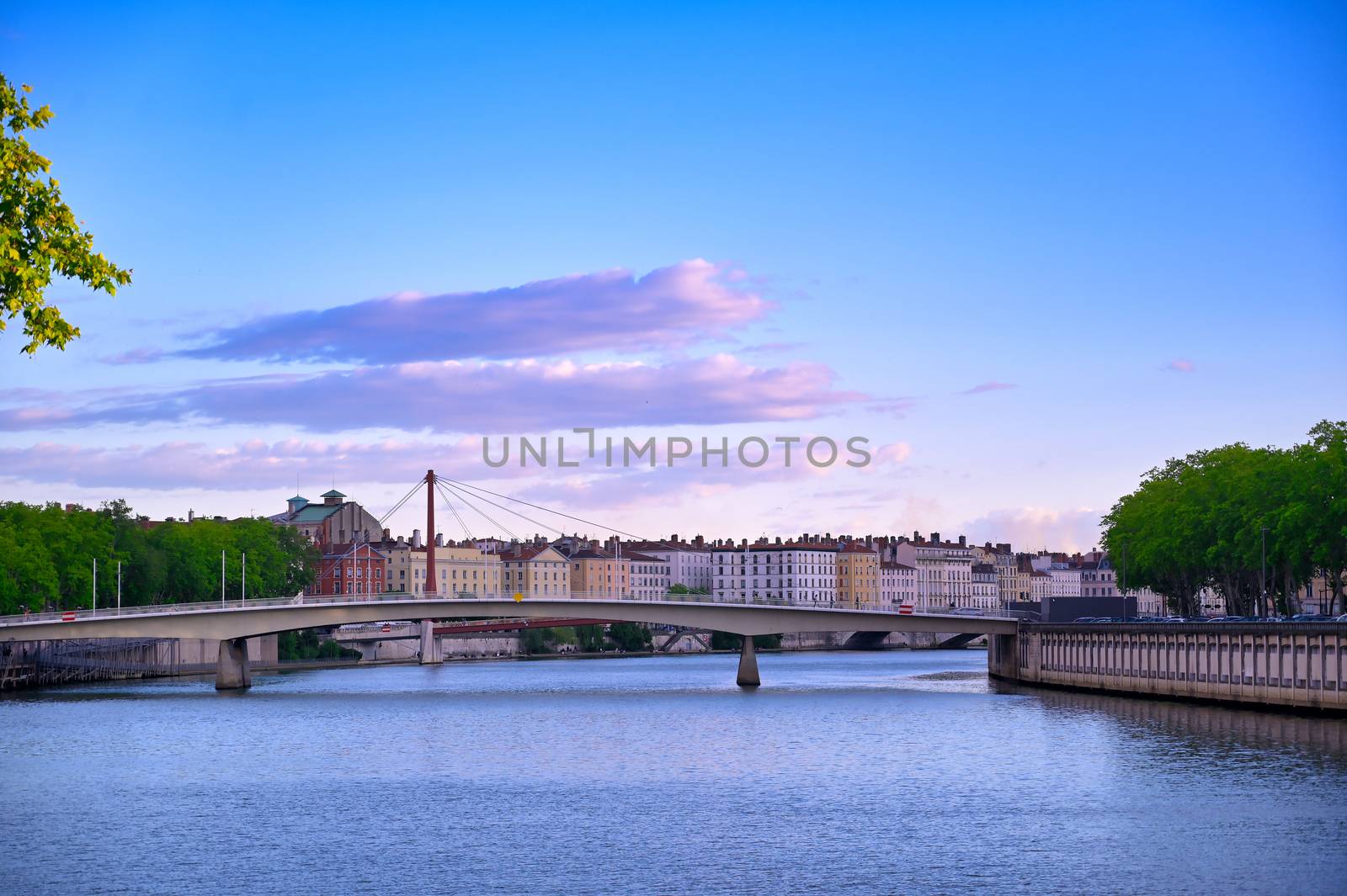 Lyon, France and the architecture along the Saone River.