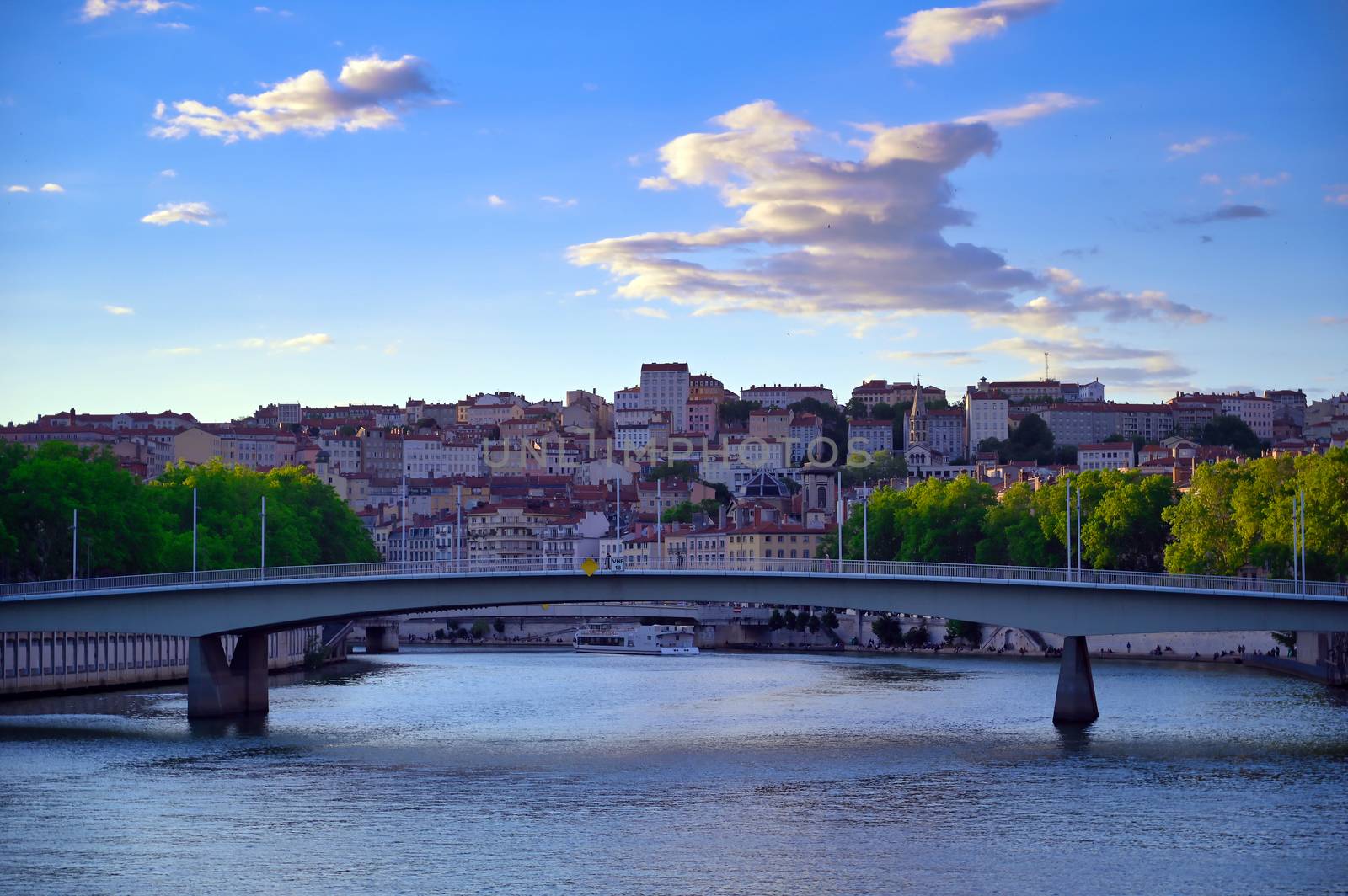 Lyon, France and the architecture along the Saone River.