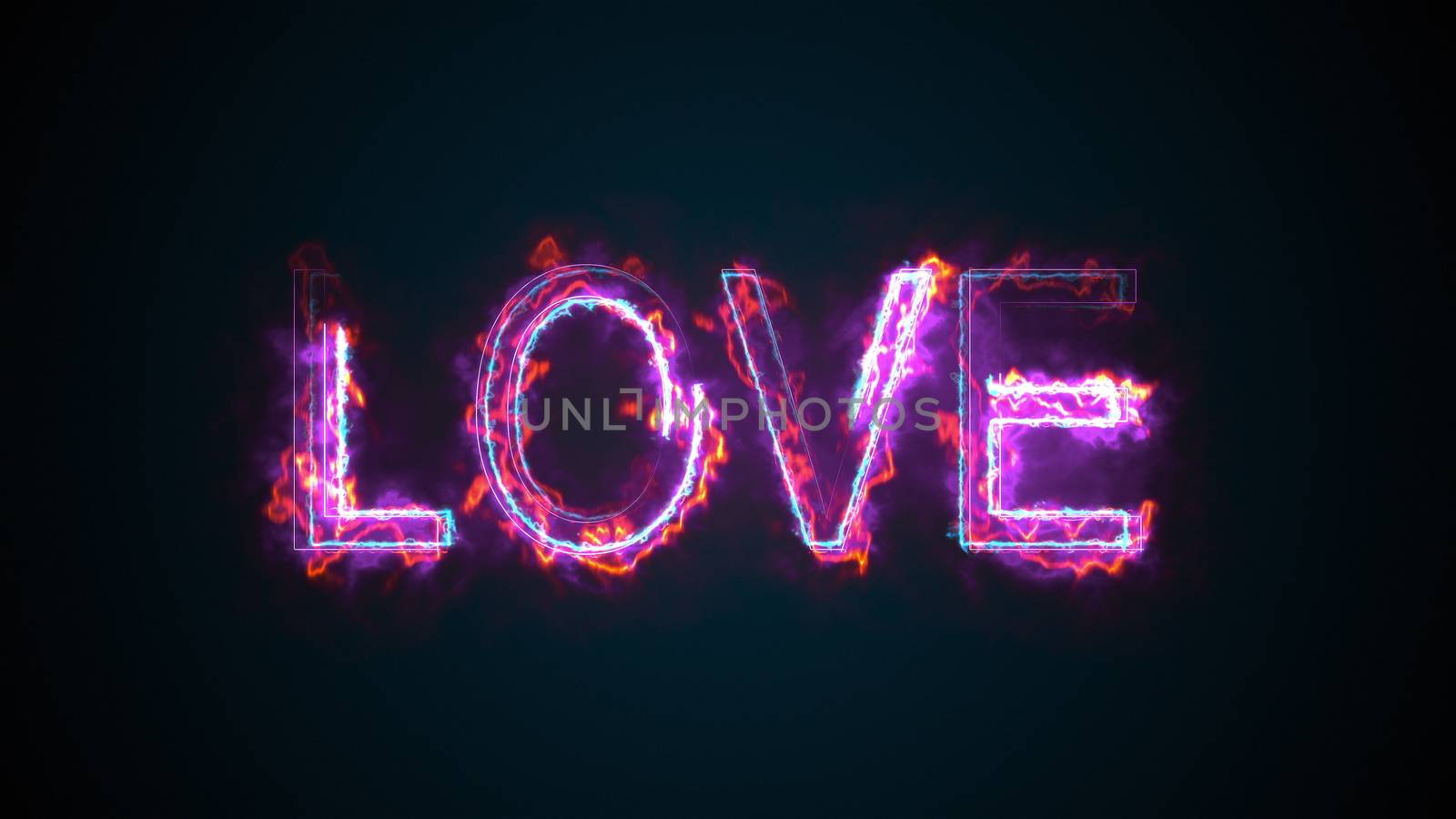 The word Love, computer generated. Burning inscription. Capital letters. 3d rendering welcome background by nolimit046