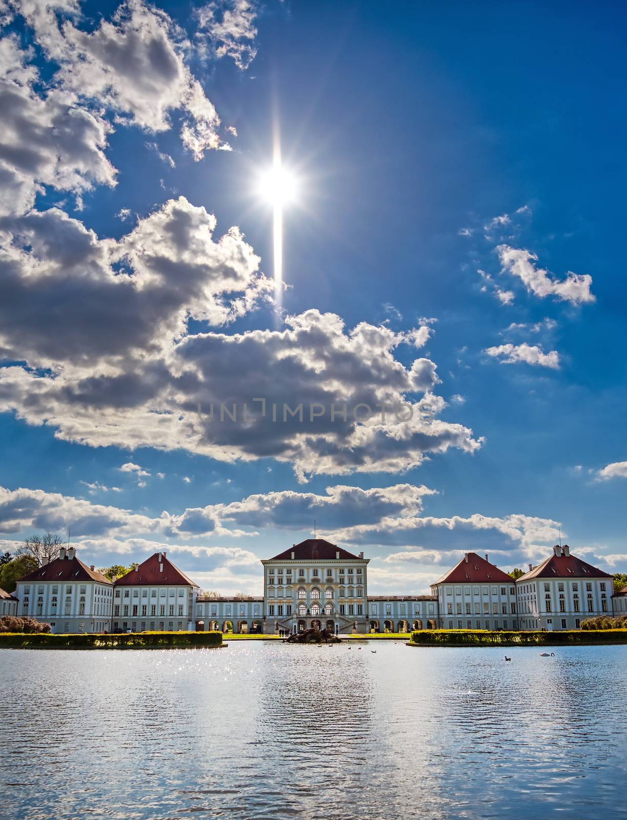 Munich, Germany - May 13, 2019 - The Nymphenburg Palace, Schloss Nymphenburg, is a Baroque palace in Munich, Bavaria, southern Germany. 