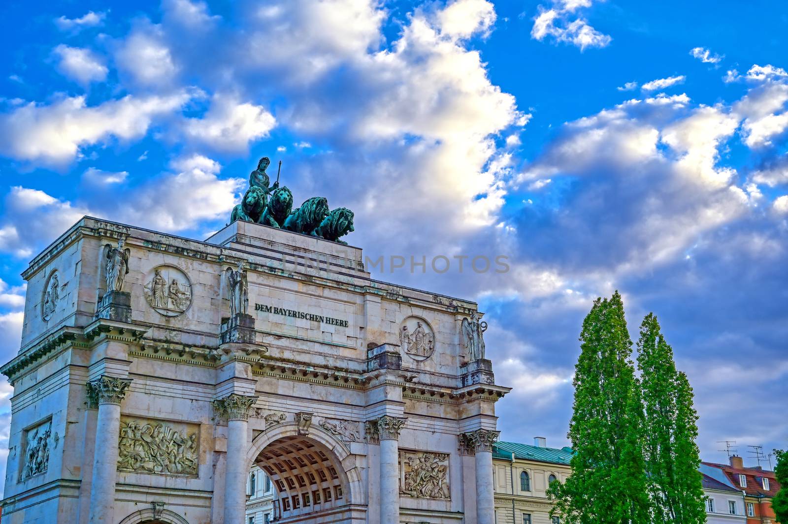 The Siegestor located in Munich, Bavaria, Germany and built in 1852.