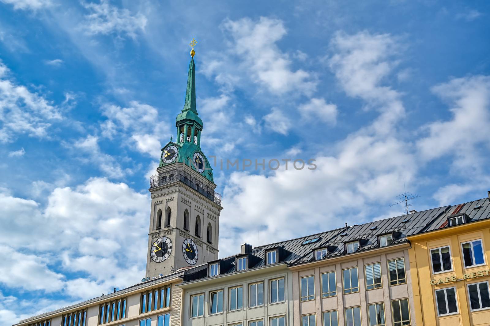 The Church of St. Peter located in the Marienplatz in Munich, Germany.