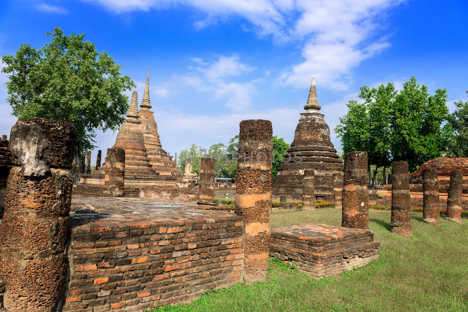 Wat Mahathat at Sukhothai historical park in Sukhothai, Thailand.