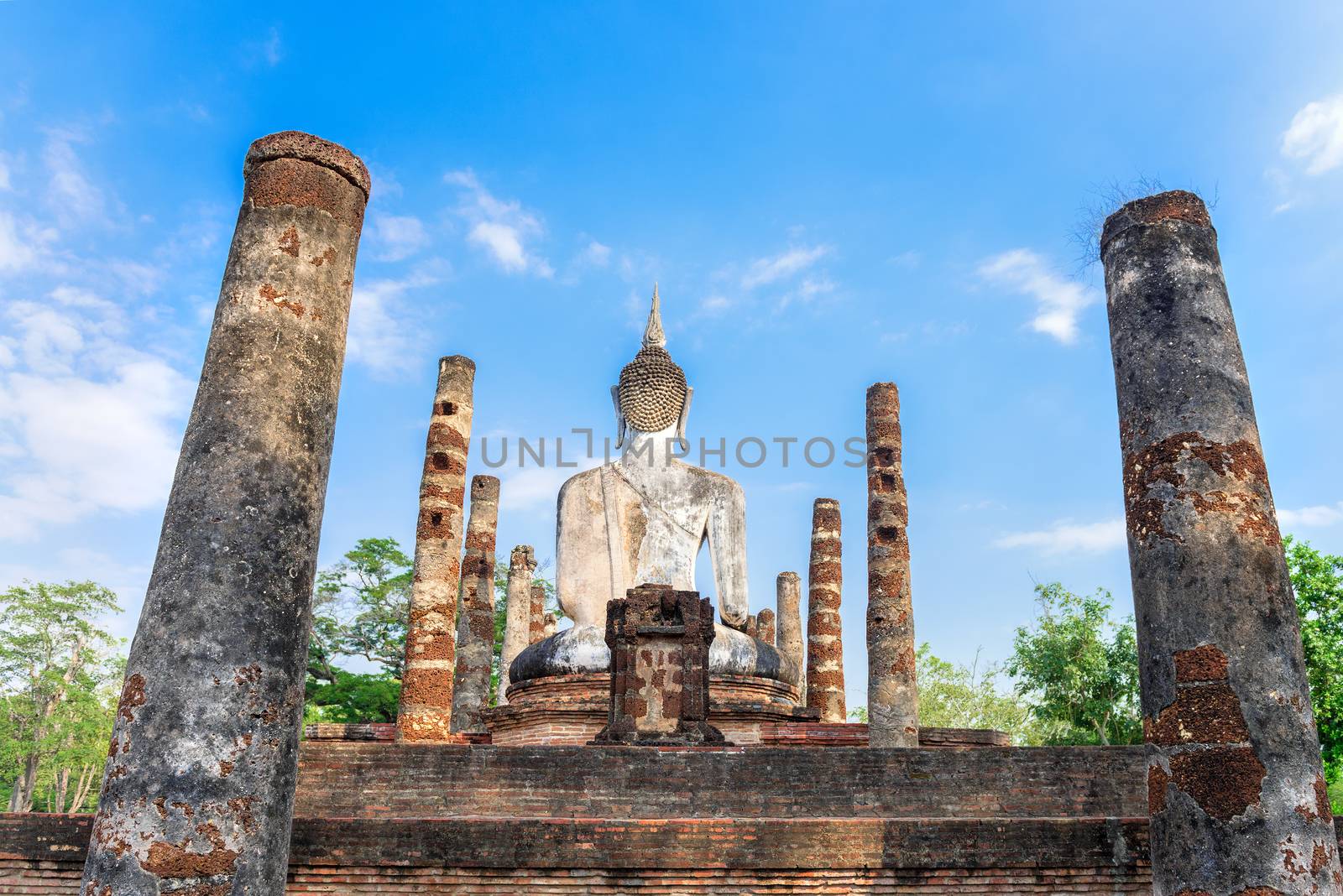 Wat Mahathat at Sukhothai historical park in Sukhothai, Thailand.