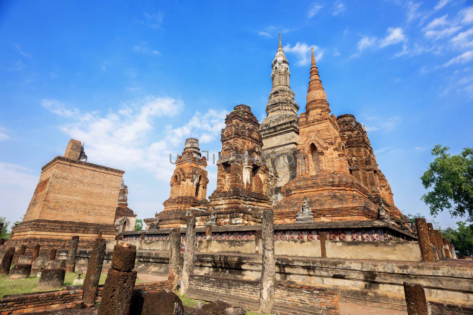 Wat Mahathat at Sukhothai historical park in Sukhothai, Thailand.