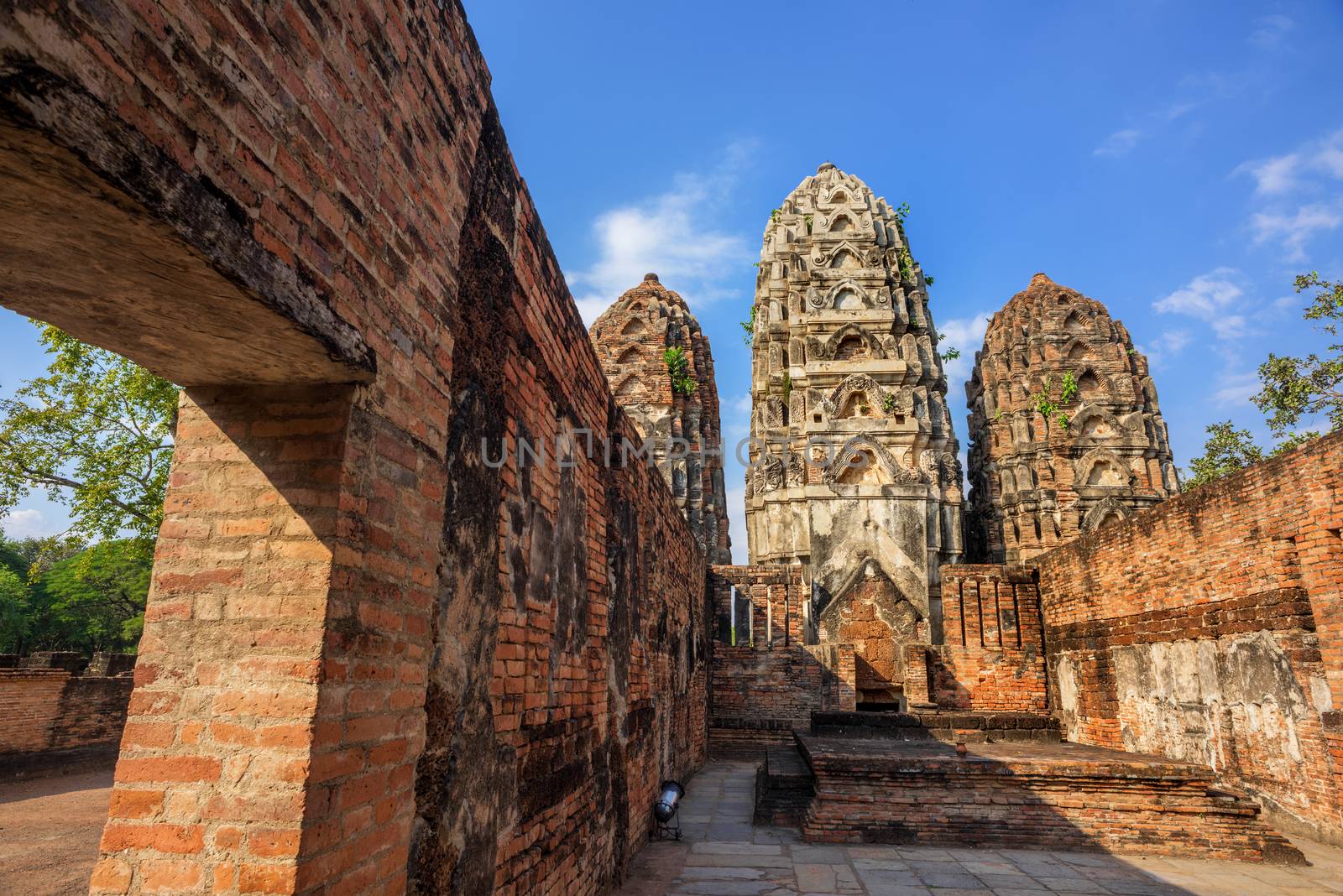 Wat Sri Savaya at Sukhothai historical park in Sukhothai, Thailand.
