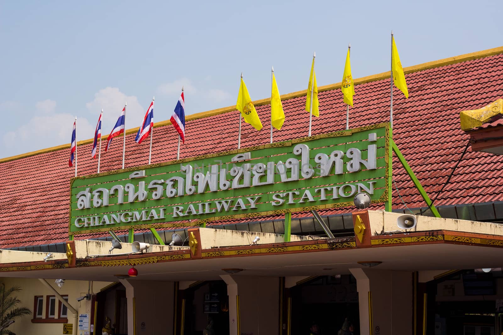 Location signs used to say that Chiang Mai Railway Station :  Chiang Mai, Thailand.  On 27, April 2018.