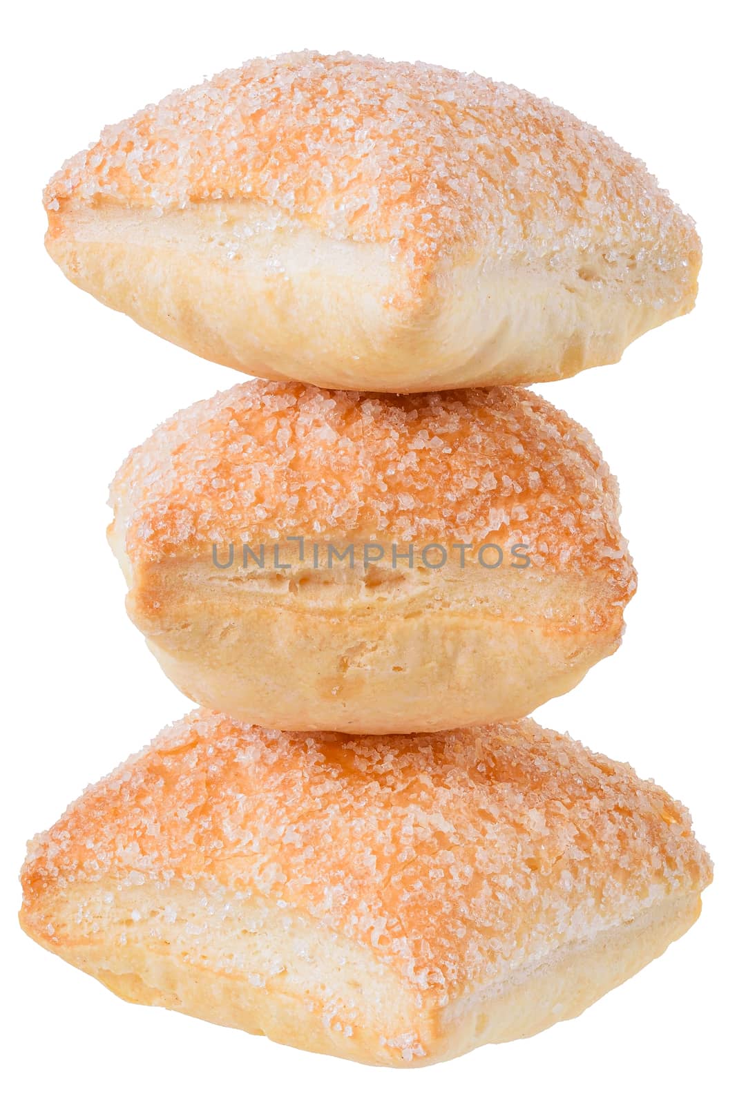 Homemade shortbread cookies isolated on white background.