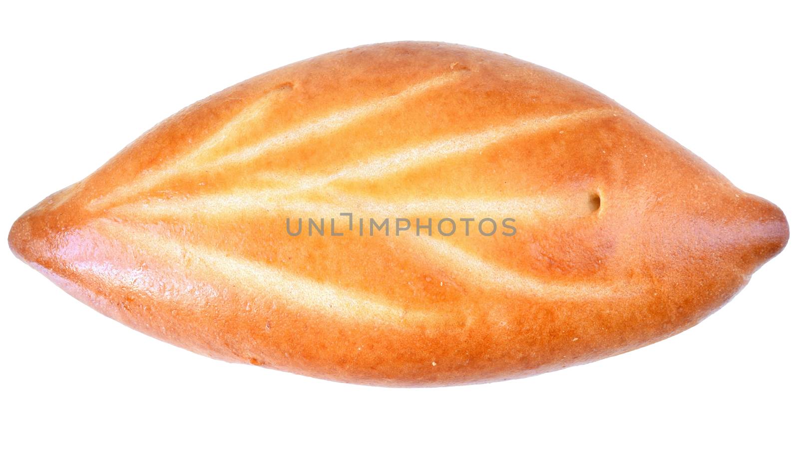 sweet bun with filling isolated on white background.