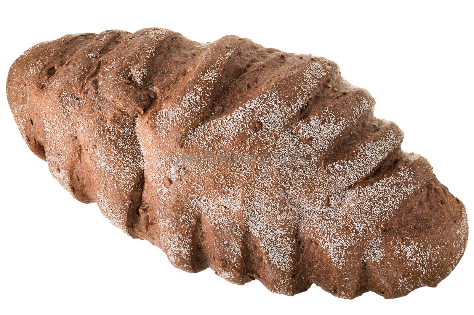 Fresh brown grain bread isolated by Grisha
