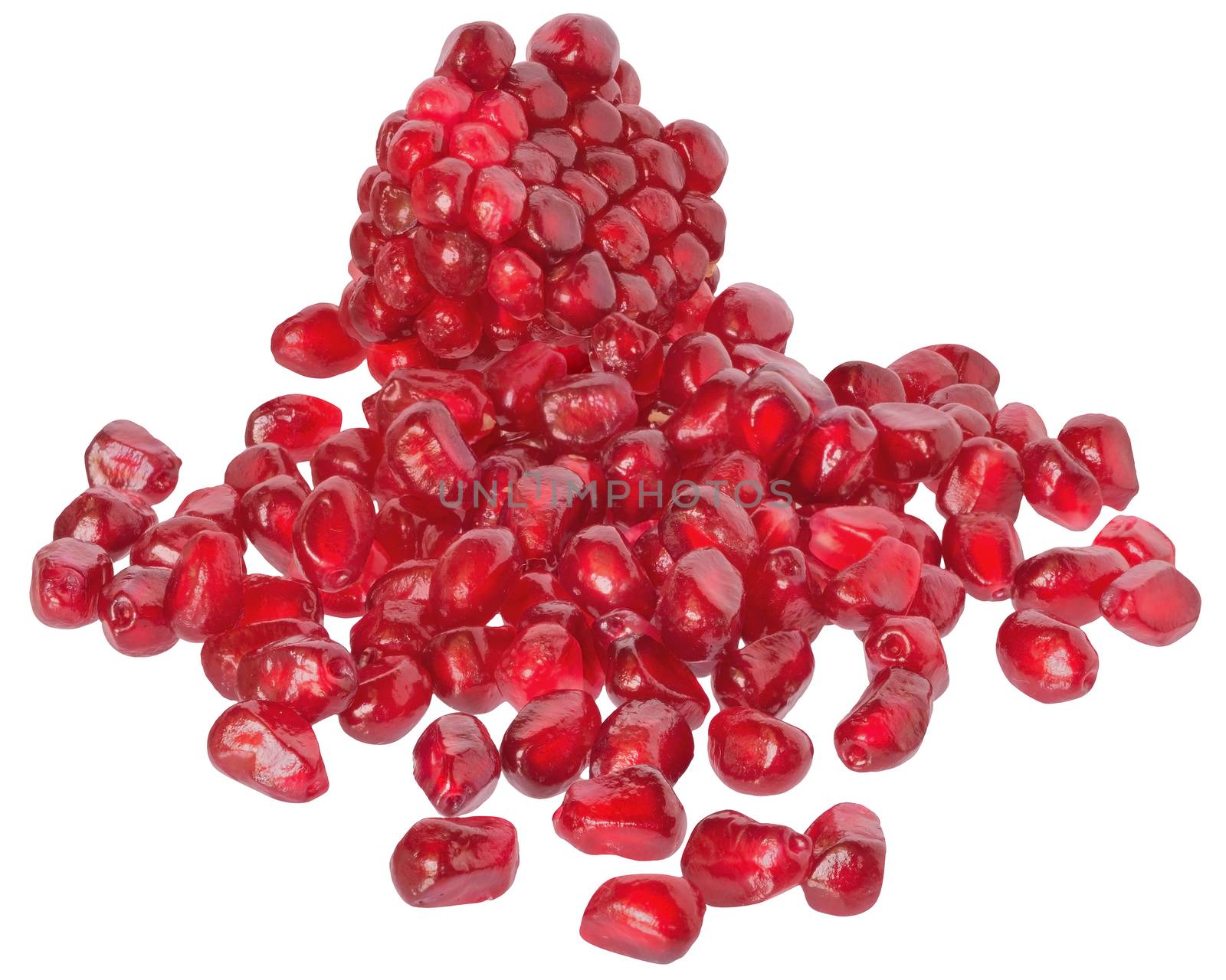 Grain pomegranate isolated on white background.