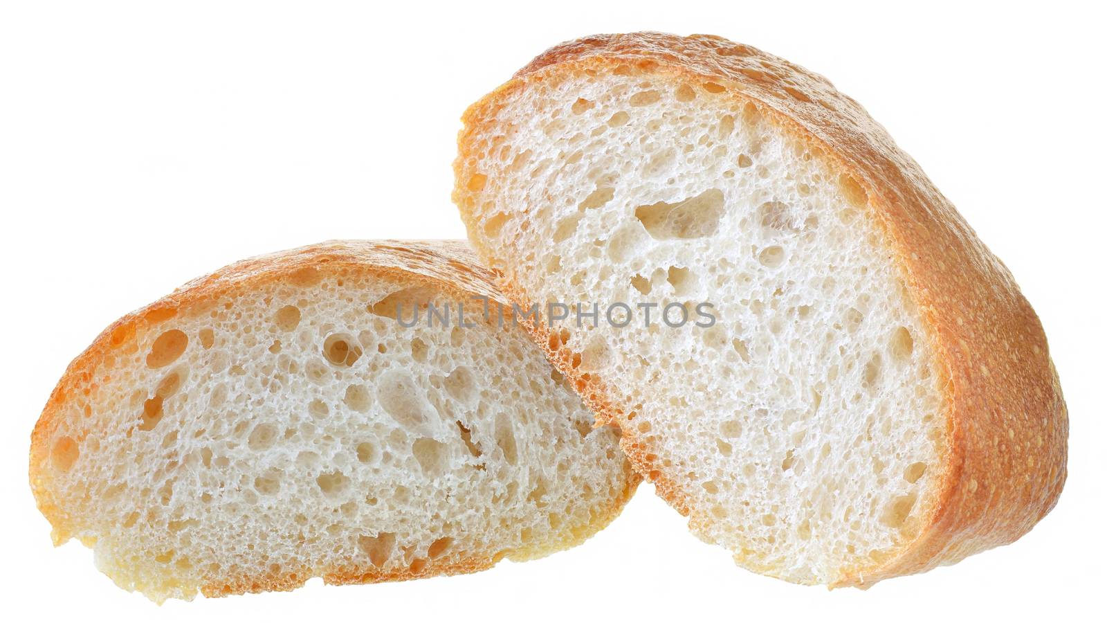 Fresh slice bread isolated on a white background.