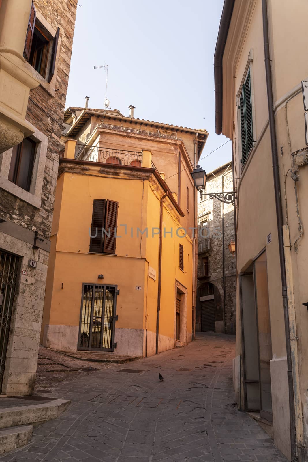 narni,italy june 29 2020 :architecture of buildings and alleys in the country of Narni on a sunny day