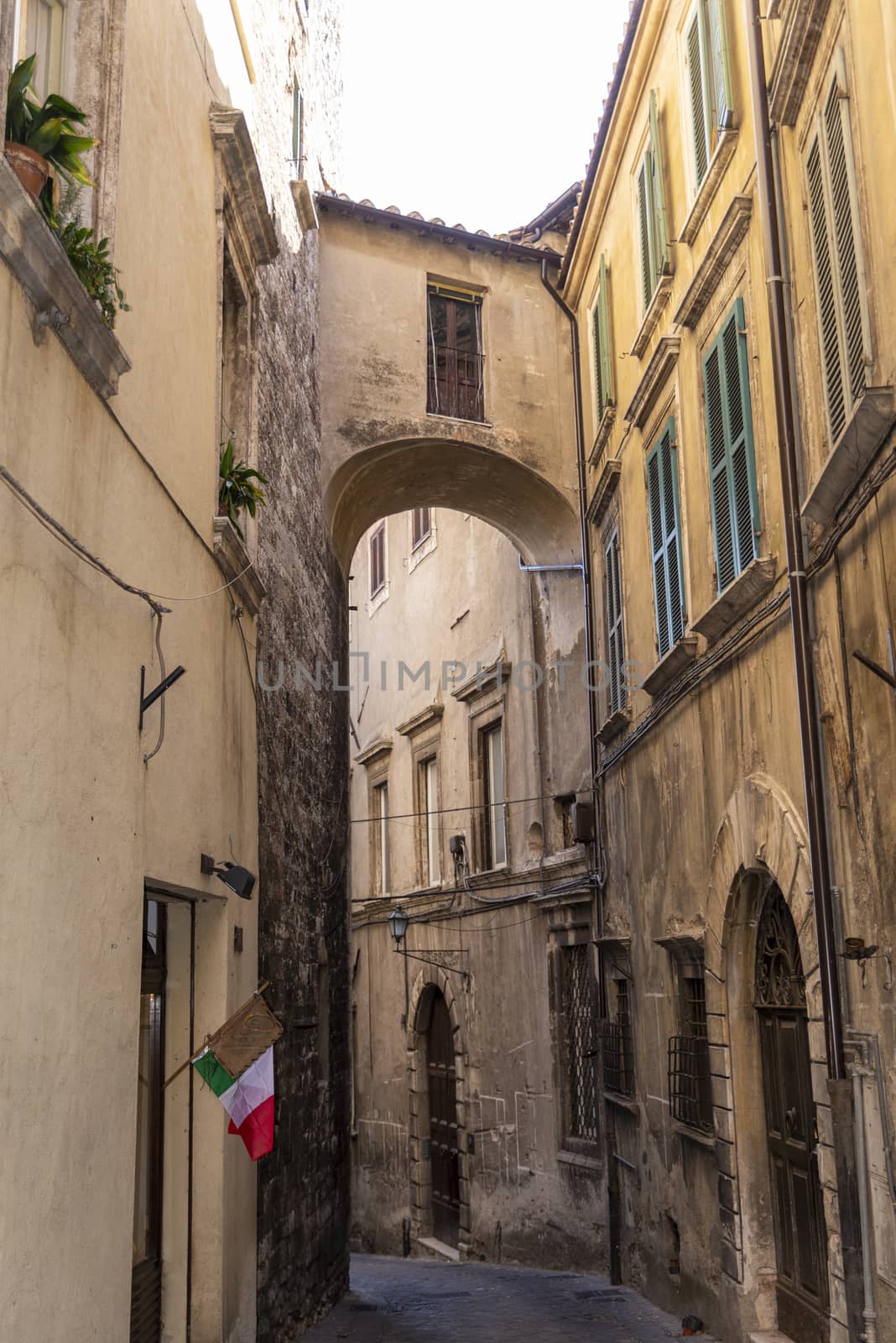 narni,italy june 29 2020 :architecture of buildings and alleys in the country of Narni on a sunny day