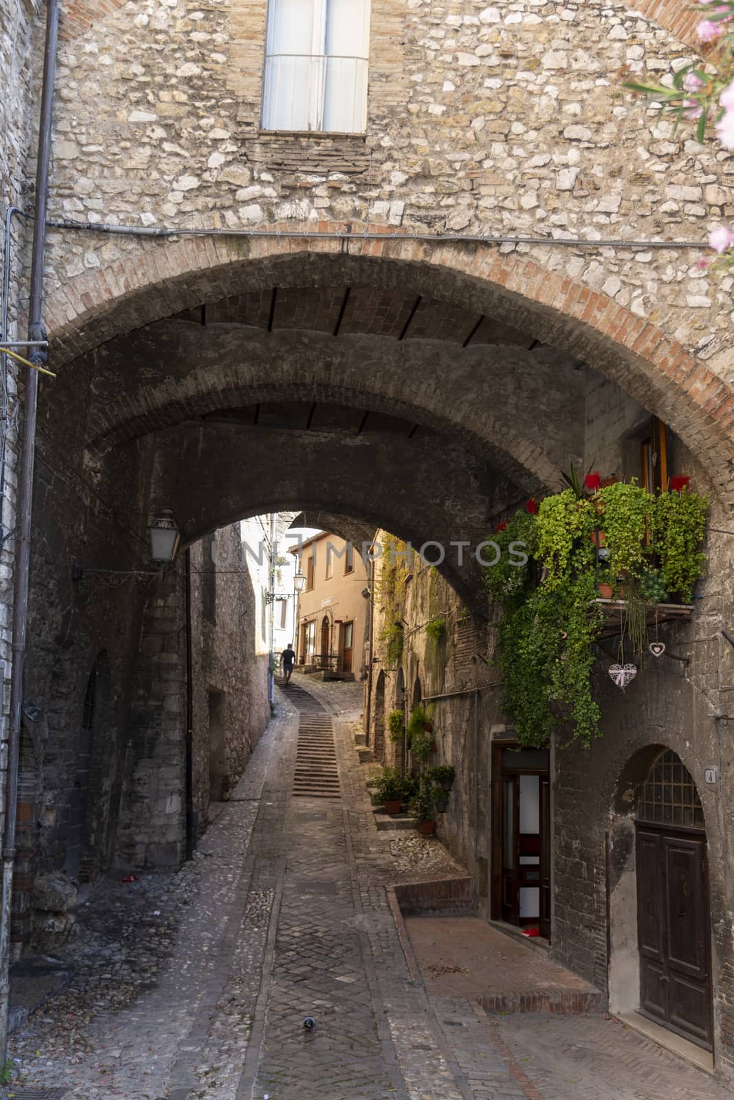 narni,italy june 29 2020 :architecture of buildings and alleys in the country of Narni on a sunny day