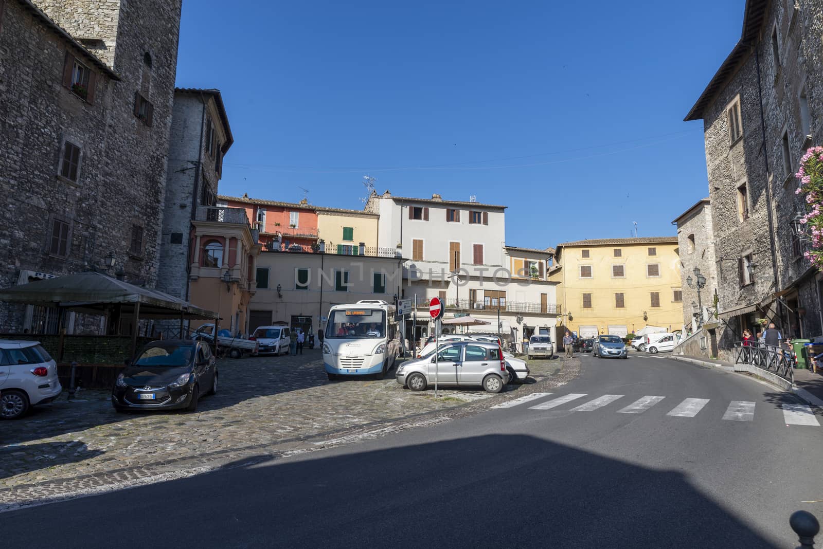 narni,italy june 29 2020 :Garibaldi square in Narni town on a sunny day