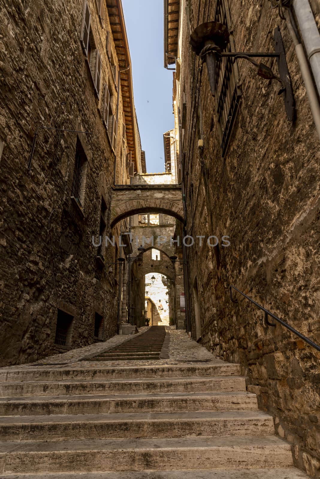 narni,italy june 29 2020 :architecture of buildings and alleys in the country of Narni on a sunny day